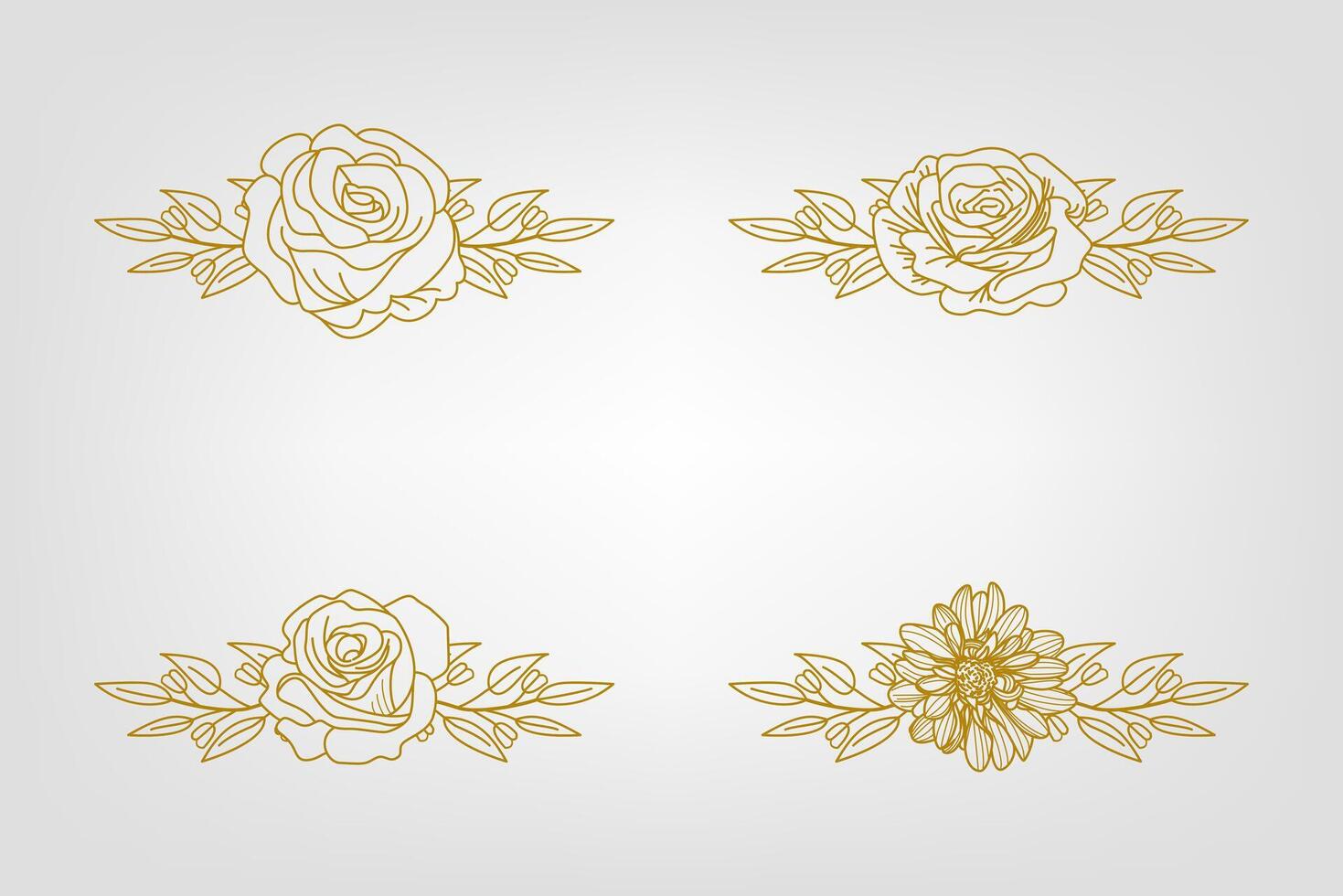 Blooms Greenery Floral Foliage Ornament Corner Text Separator vector