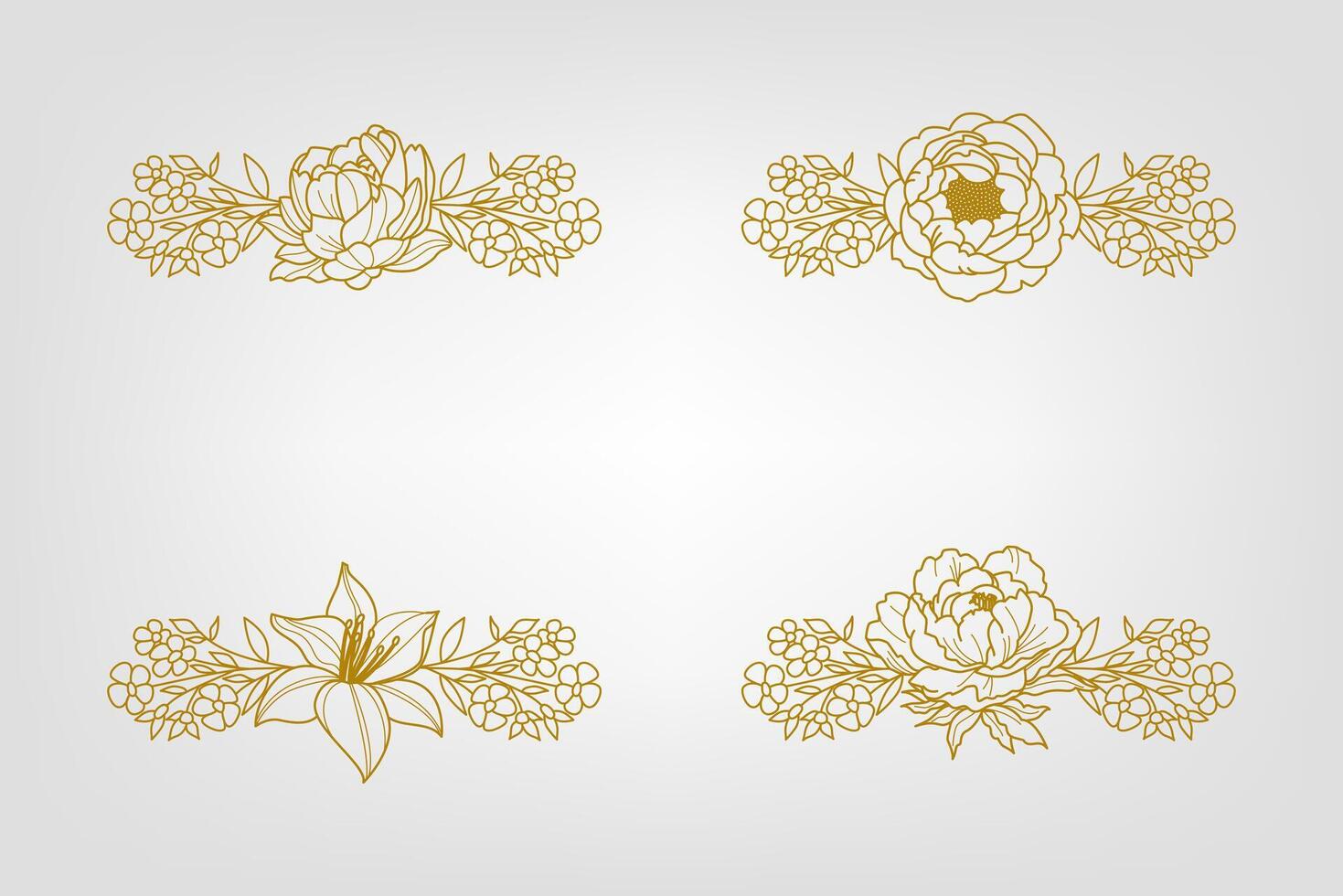 Blooms Greenery Floral Foliage Ornament Corner Text Separator vector