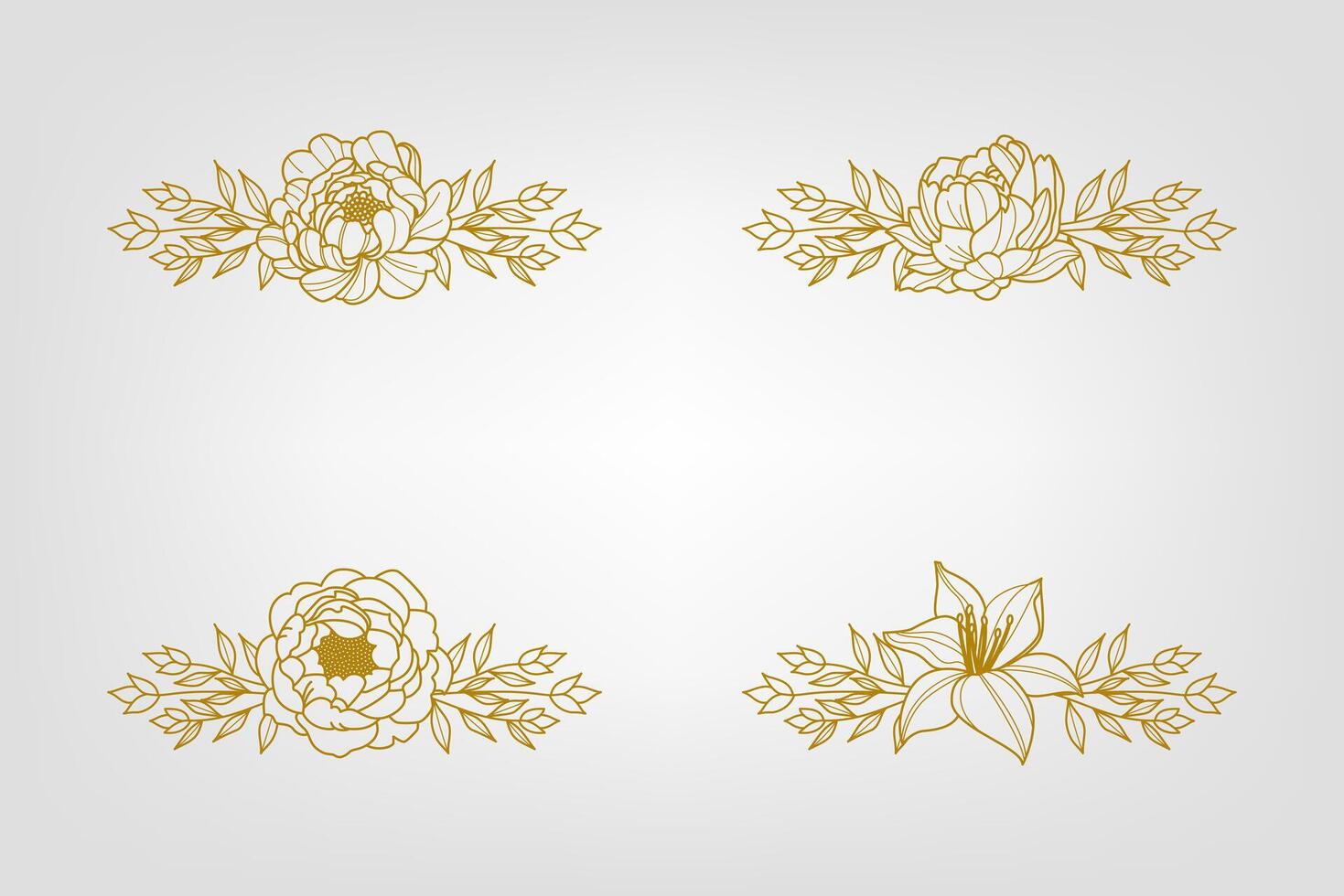 Blooms Greenery Floral Foliage Ornament Corner Text Separator vector