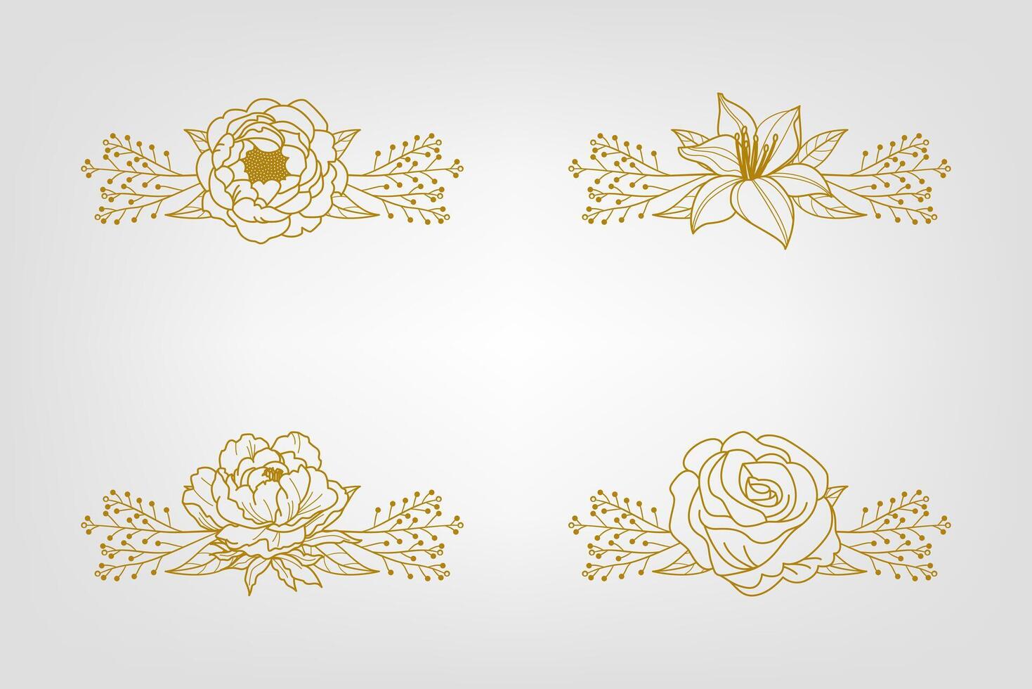 Blooms Greenery Floral Foliage Ornament Corner Text Separator vector