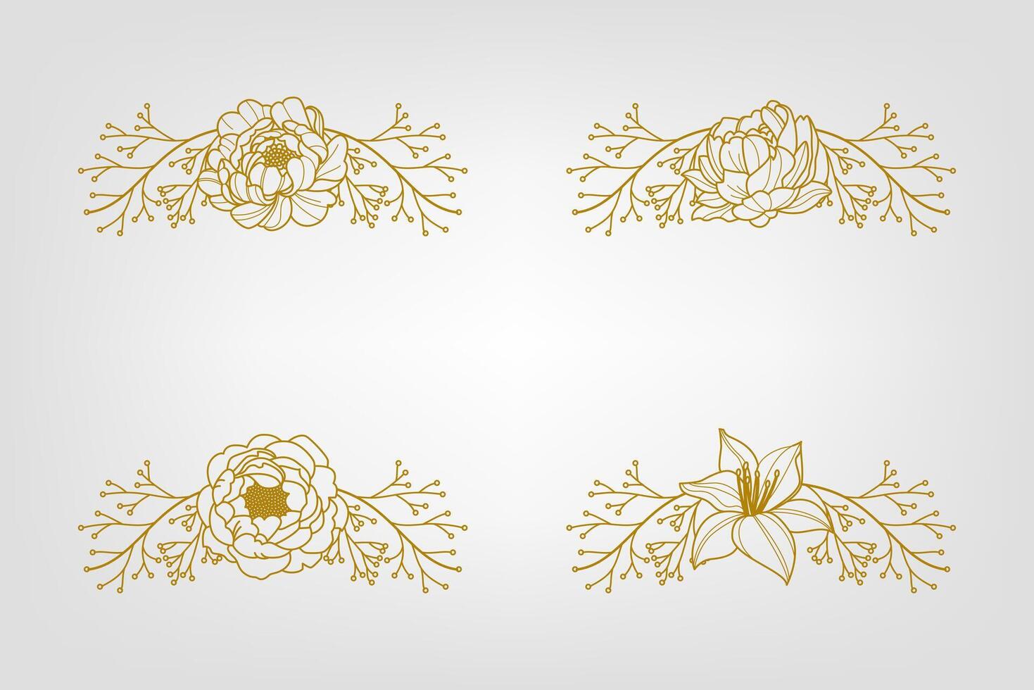 Blooms Greenery Floral Foliage Ornament Corner Text Separator vector