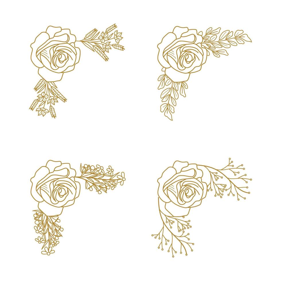 The Blooms Greenery Floral Foliage Ornament Corner Text Separator Elegance Frame for Invitations vector