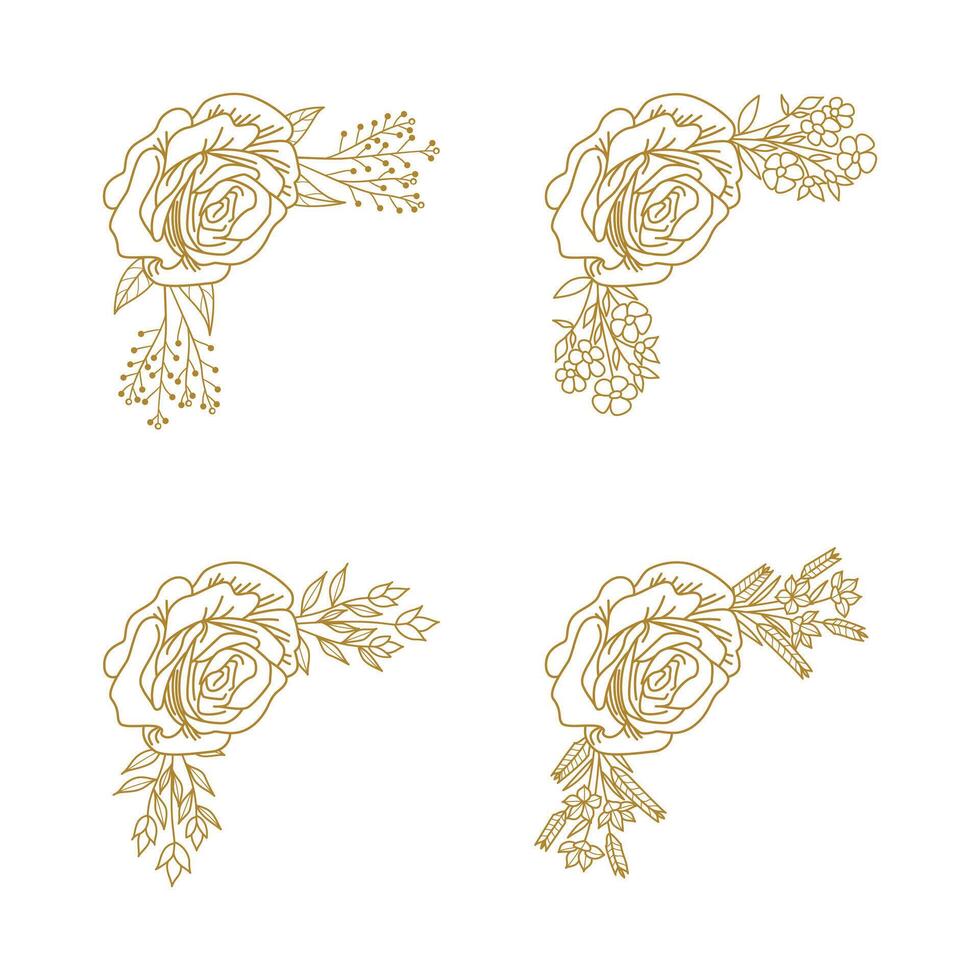 The Blooms Greenery Floral Foliage Ornament Corner Text Separator Elegance Frame for Invitations vector