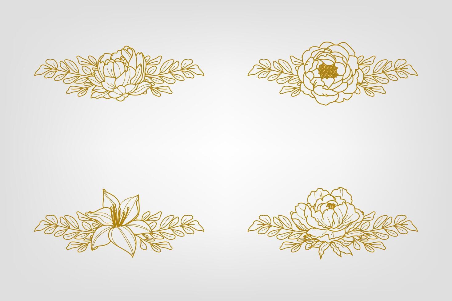 Blooms Greenery Floral Foliage Ornament Corner Text Separator vector