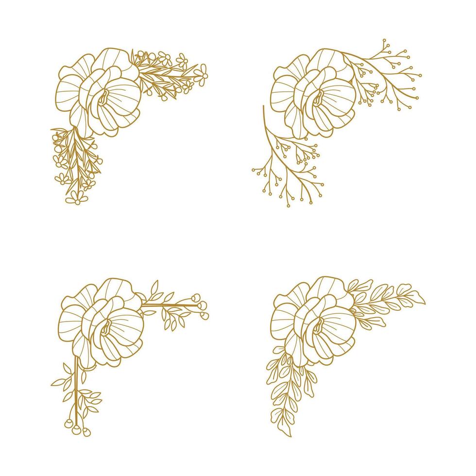 The Blooms Greenery Floral Foliage Ornament Corner Text Separator Elegance Frame for Invitations vector