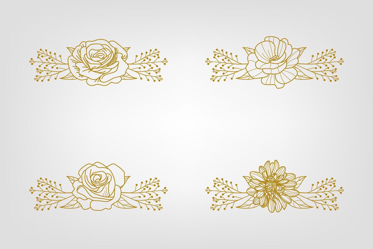 Blooms Greenery Floral Foliage Ornament Corner Text Separator vector
