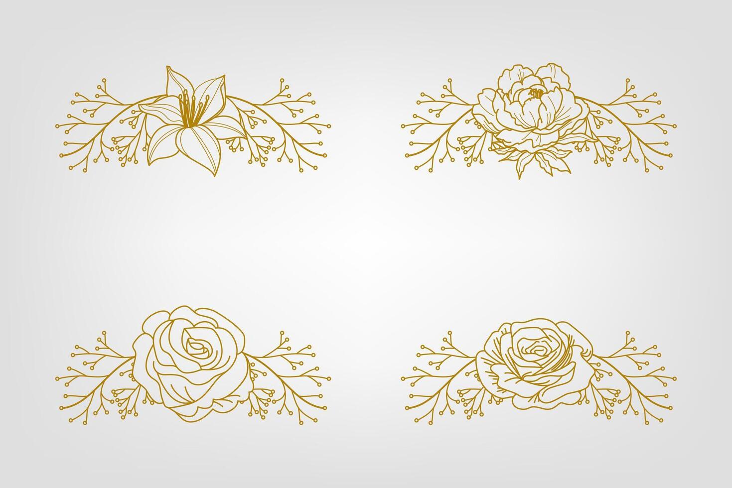Blooms Greenery Floral Foliage Ornament Corner Text Separator vector