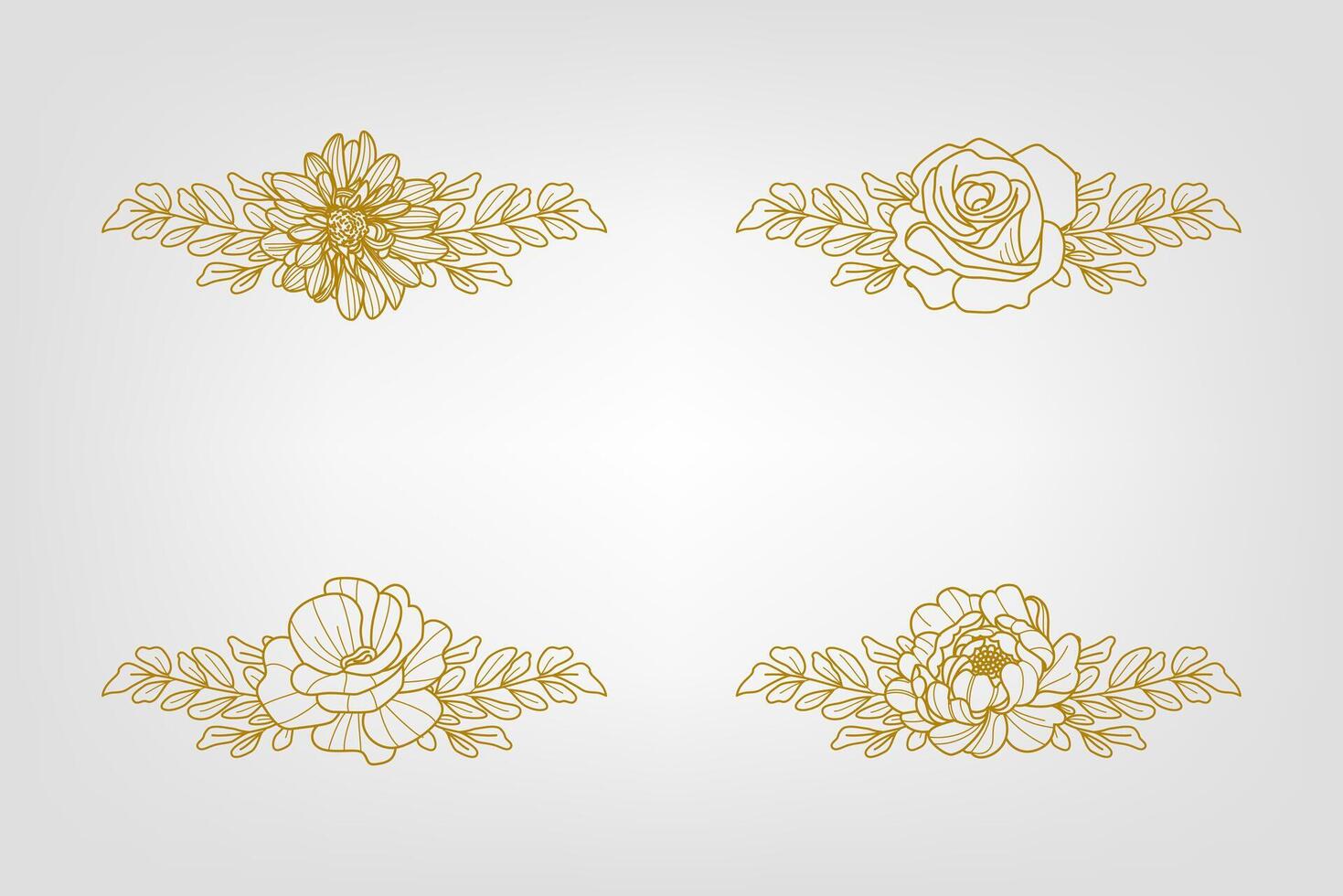 Blooms Greenery Floral Foliage Ornament Corner Text Separator vector
