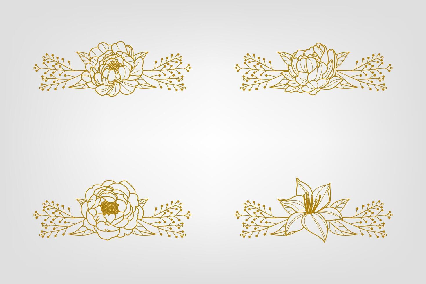 Blooms Greenery Floral Foliage Ornament Corner Text Separator vector