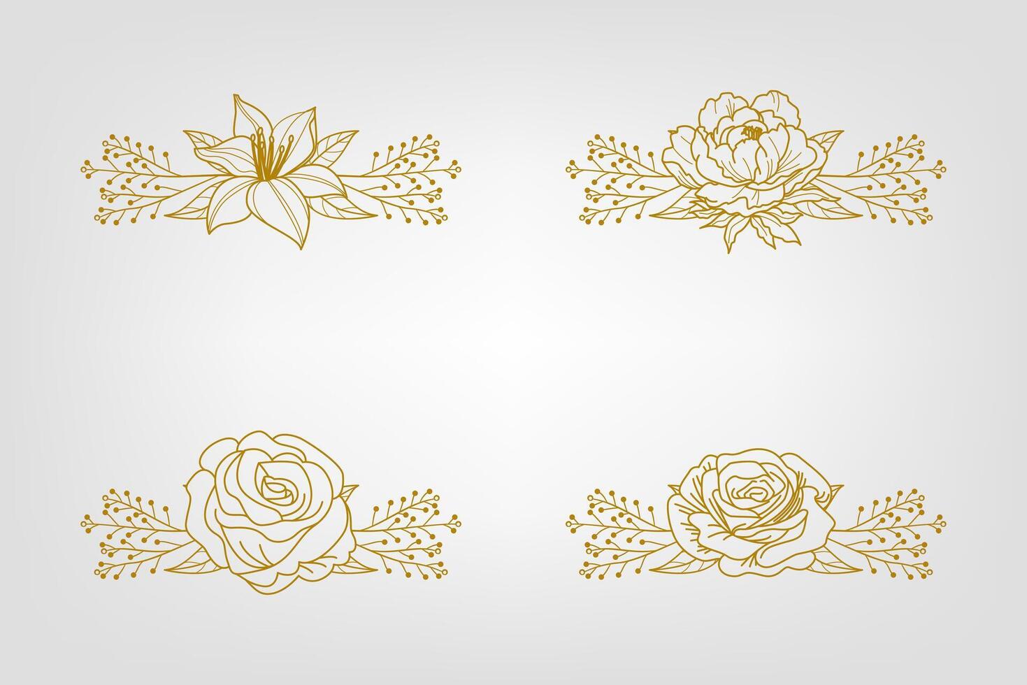 Blooms Greenery Floral Foliage Ornament Corner Text Separator vector