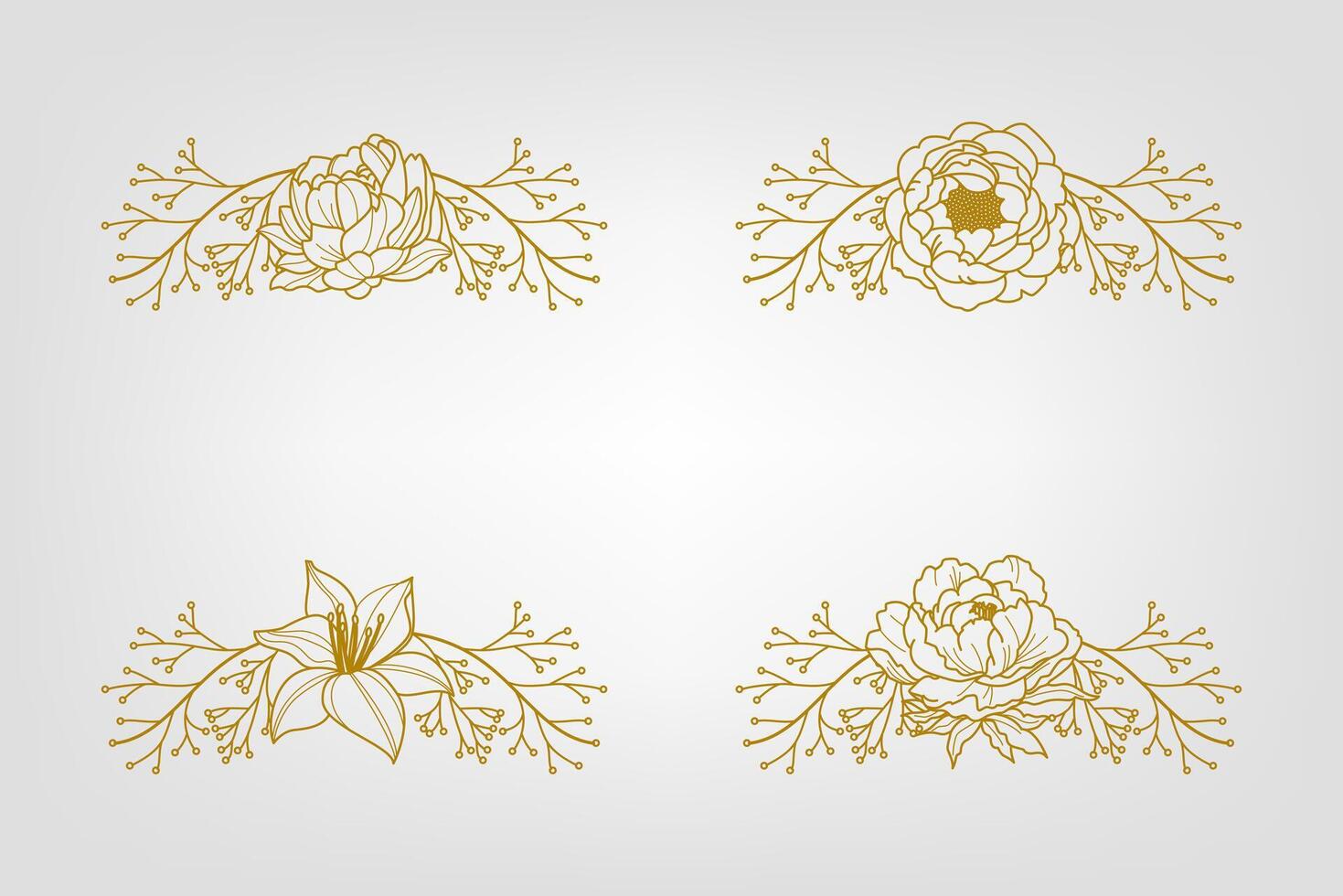 Blooms Greenery Floral Foliage Ornament Corner Text Separator vector