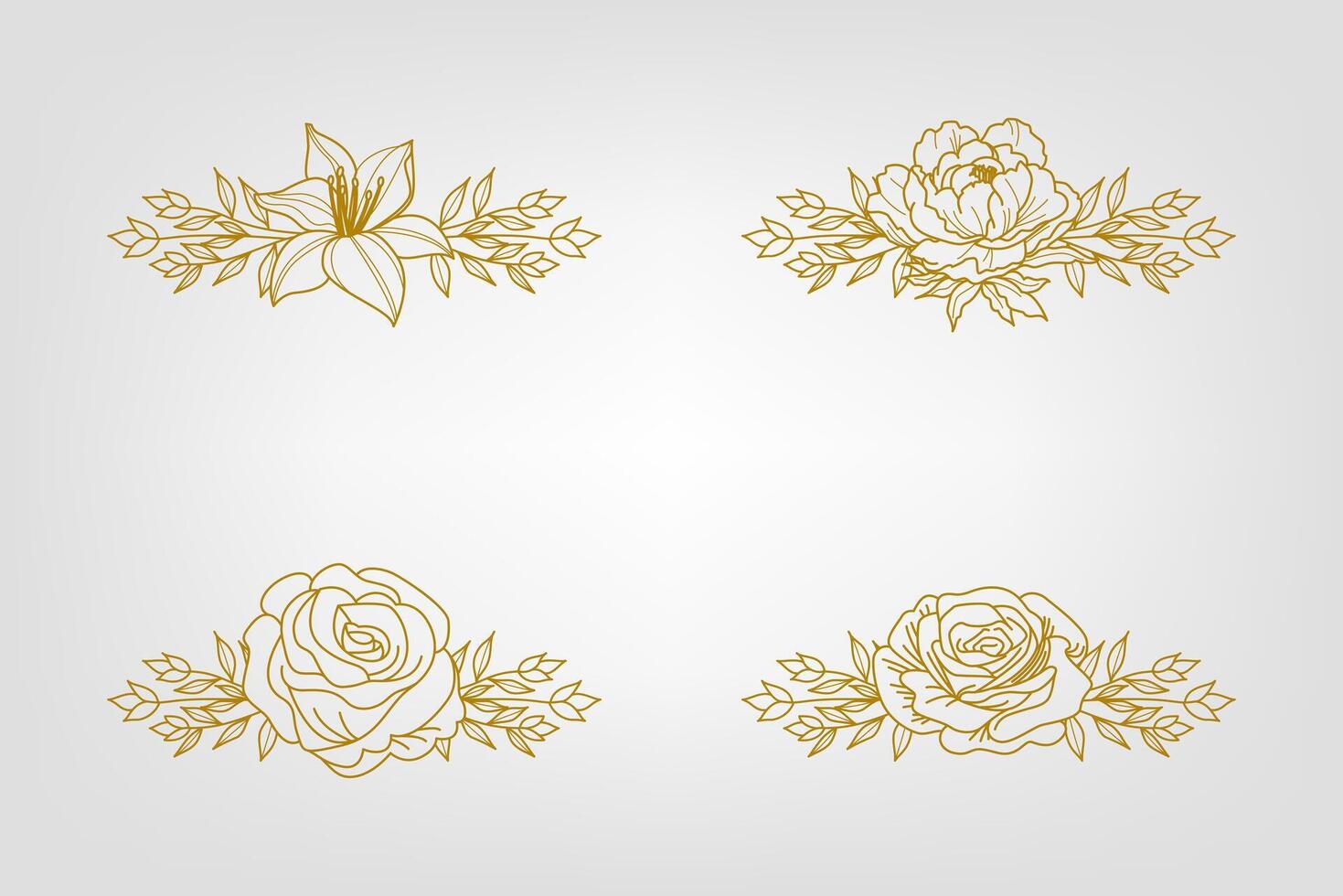Blooms Greenery Floral Foliage Ornament Corner Text Separator vector