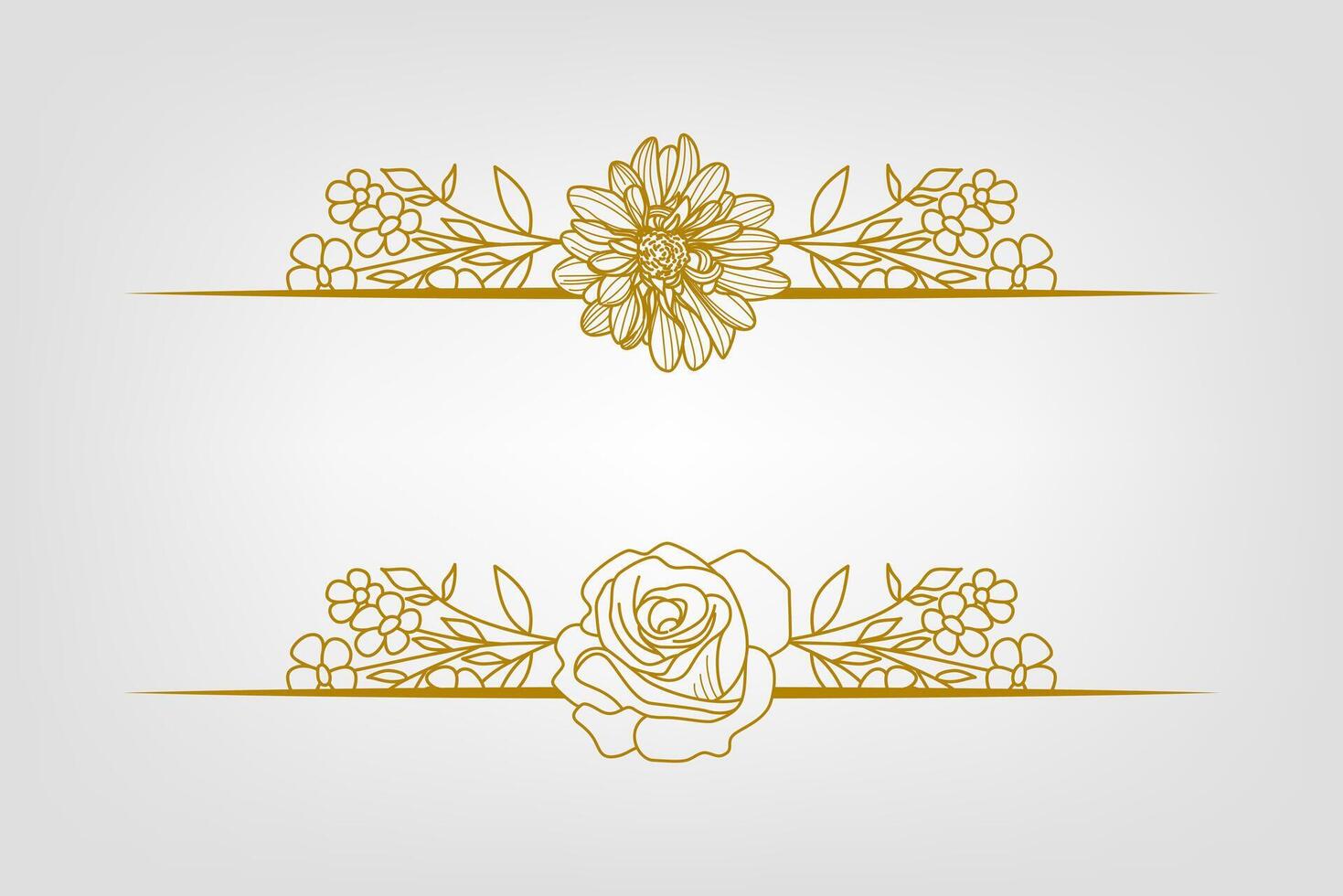 Blooms Greenery Floral Foliage Ornament Corner Text Separator vector