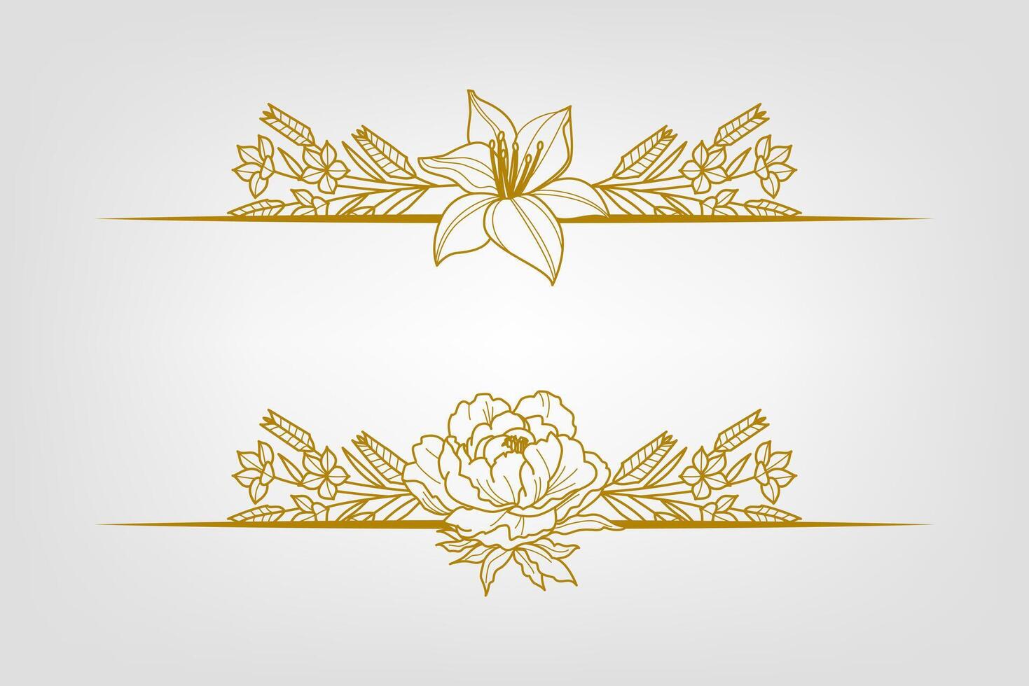 Blooms Greenery Floral Foliage Ornament Corner Text Separator vector