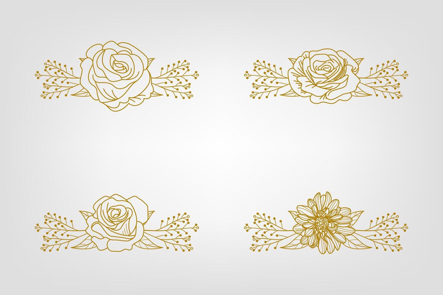 Blooms Greenery Floral Foliage Ornament Corner Text Separator vector