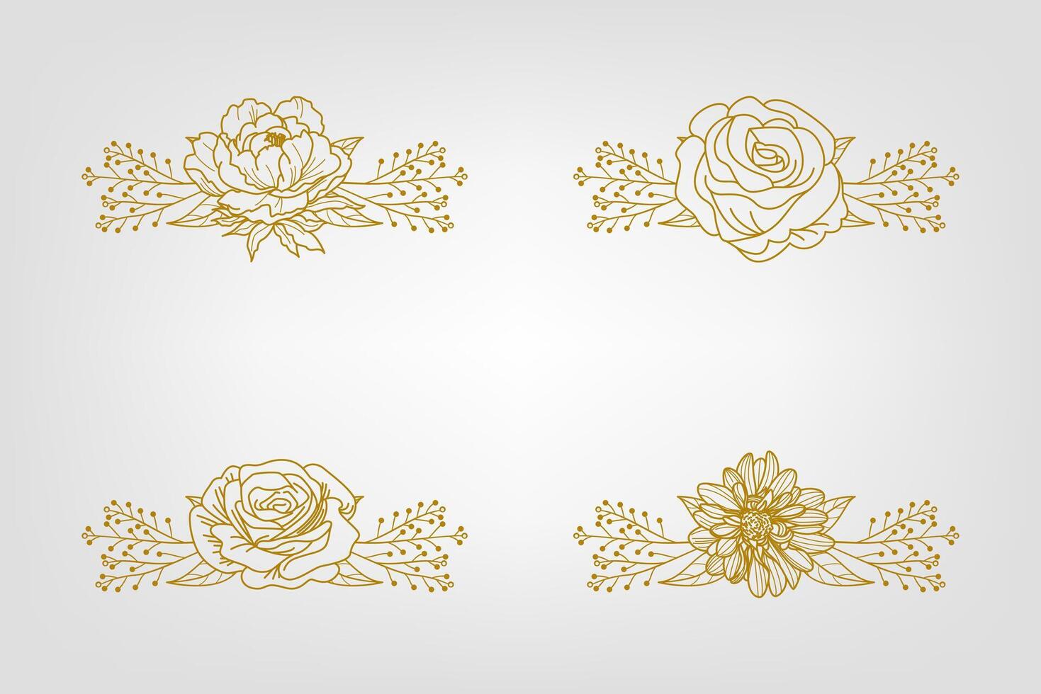 Blooms Greenery Floral Foliage Ornament Corner Text Separator vector