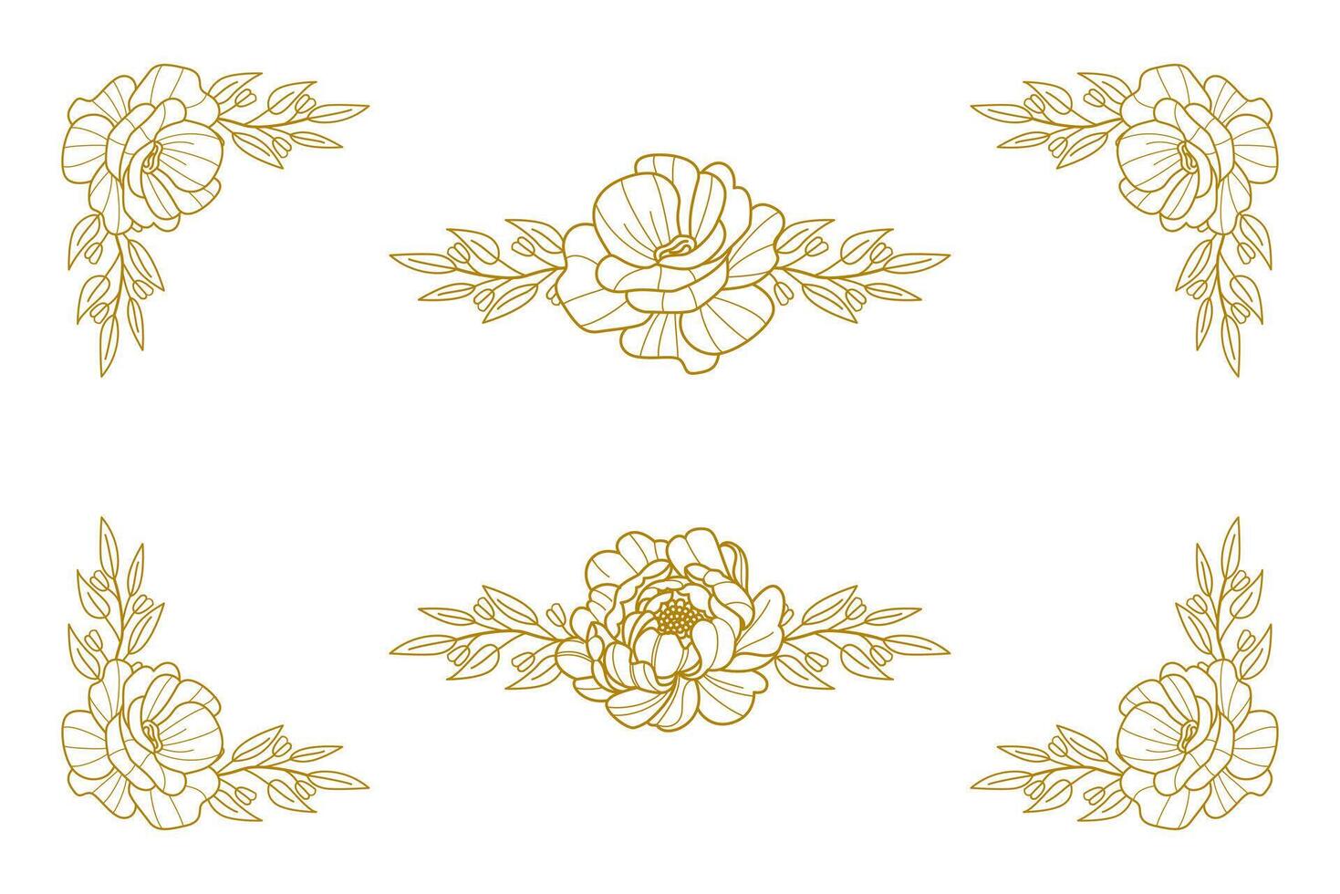 Blooms Greenery Floral Foliage Ornament Corner Text Separator vector