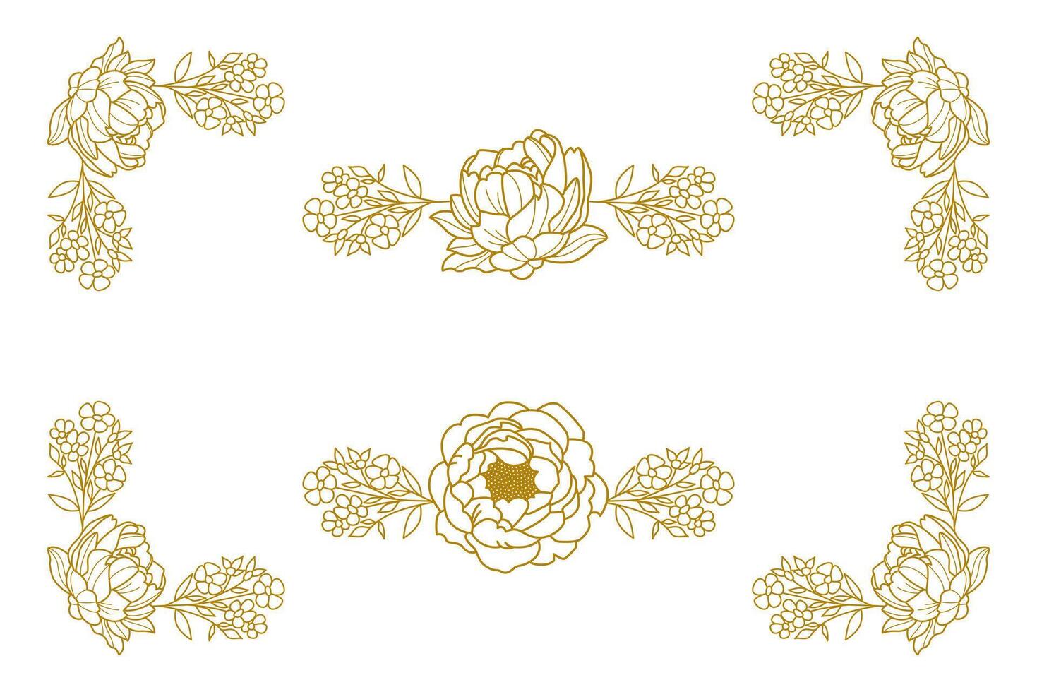 Blooms Greenery Floral Foliage Ornament Corner Text Separator vector