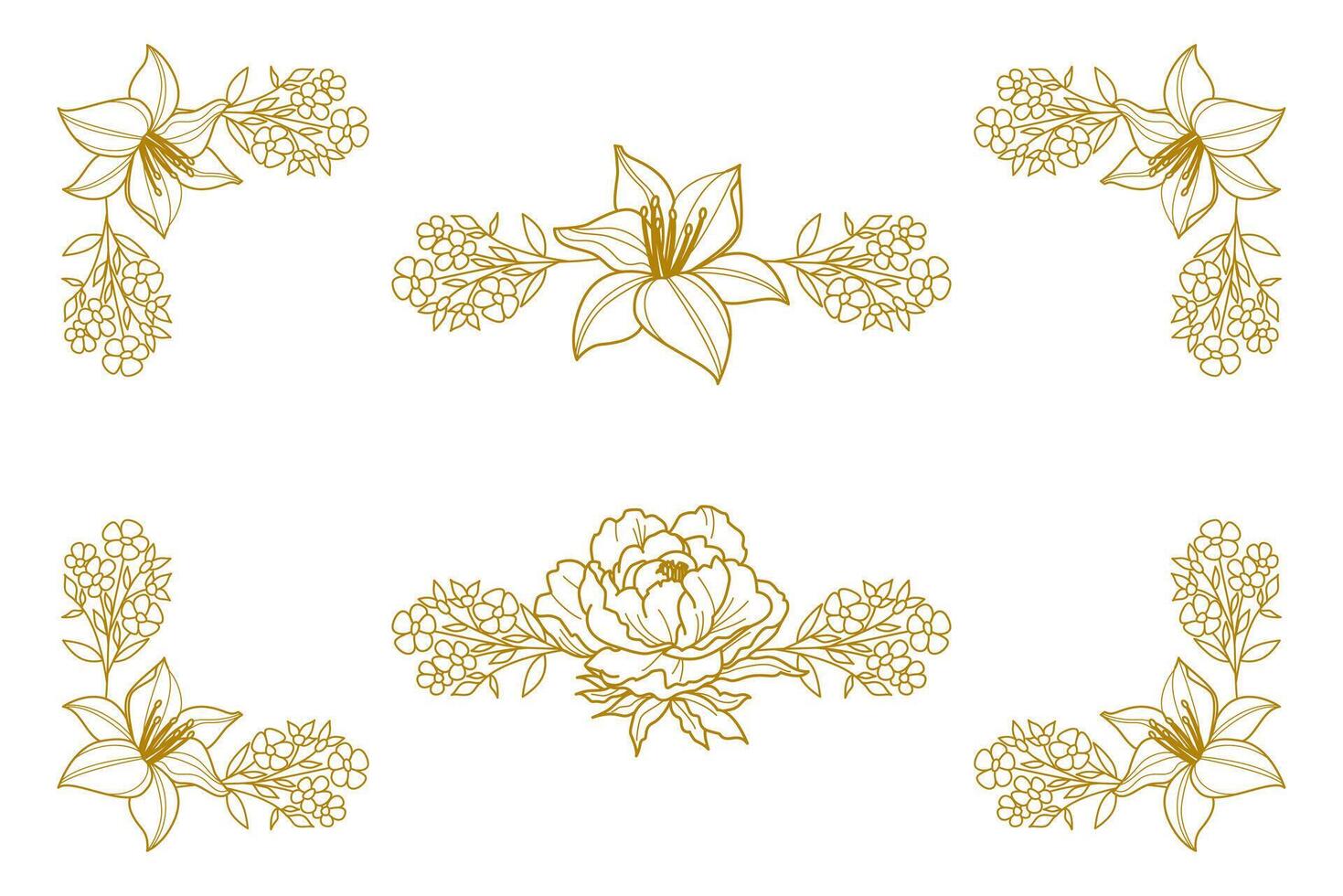 Blooms Greenery Floral Foliage Ornament Corner Text Separator vector