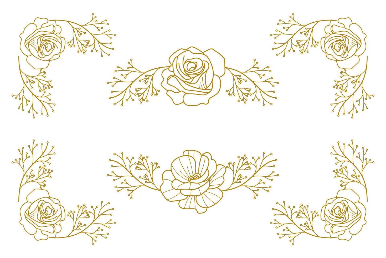 Blooms Greenery Floral Foliage Ornament Corner Text Separator vector