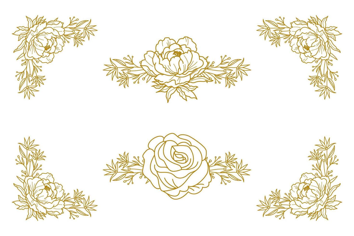 Blooms Greenery Floral Foliage Ornament Corner Text Separator vector