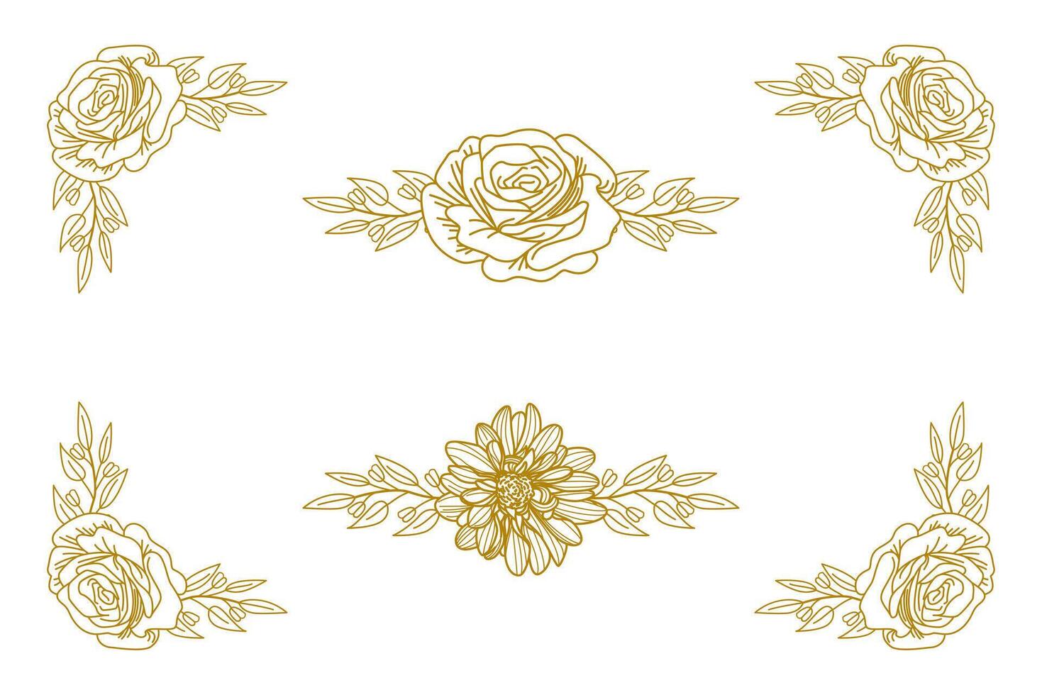 Blooms Greenery Floral Foliage Ornament Corner Text Separator vector