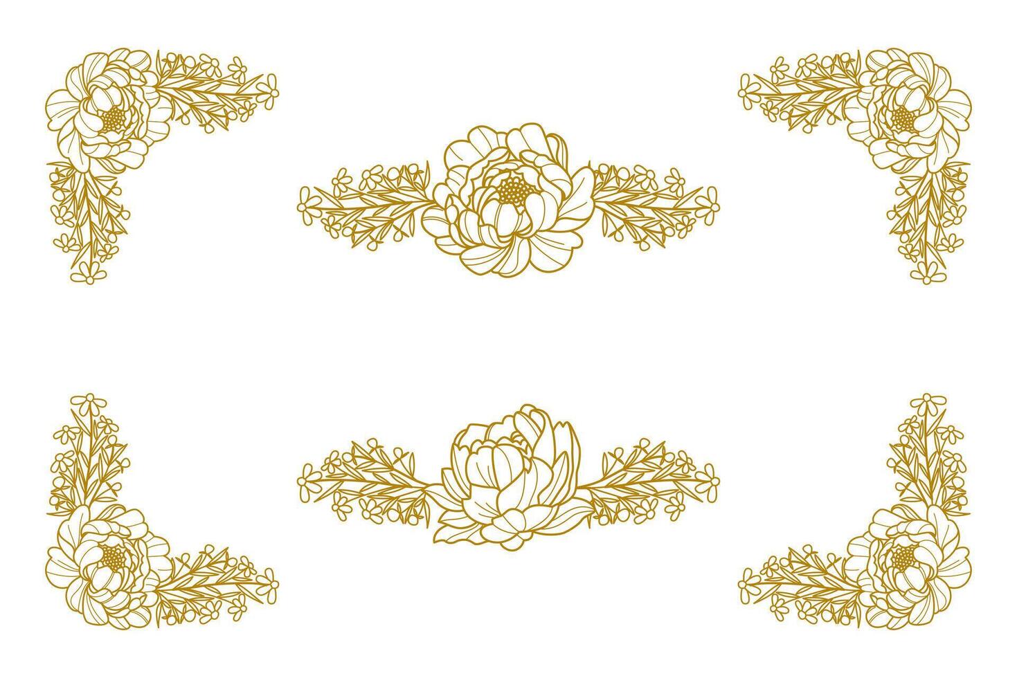 Blooms Greenery Floral Foliage Ornament Corner Text Separator vector