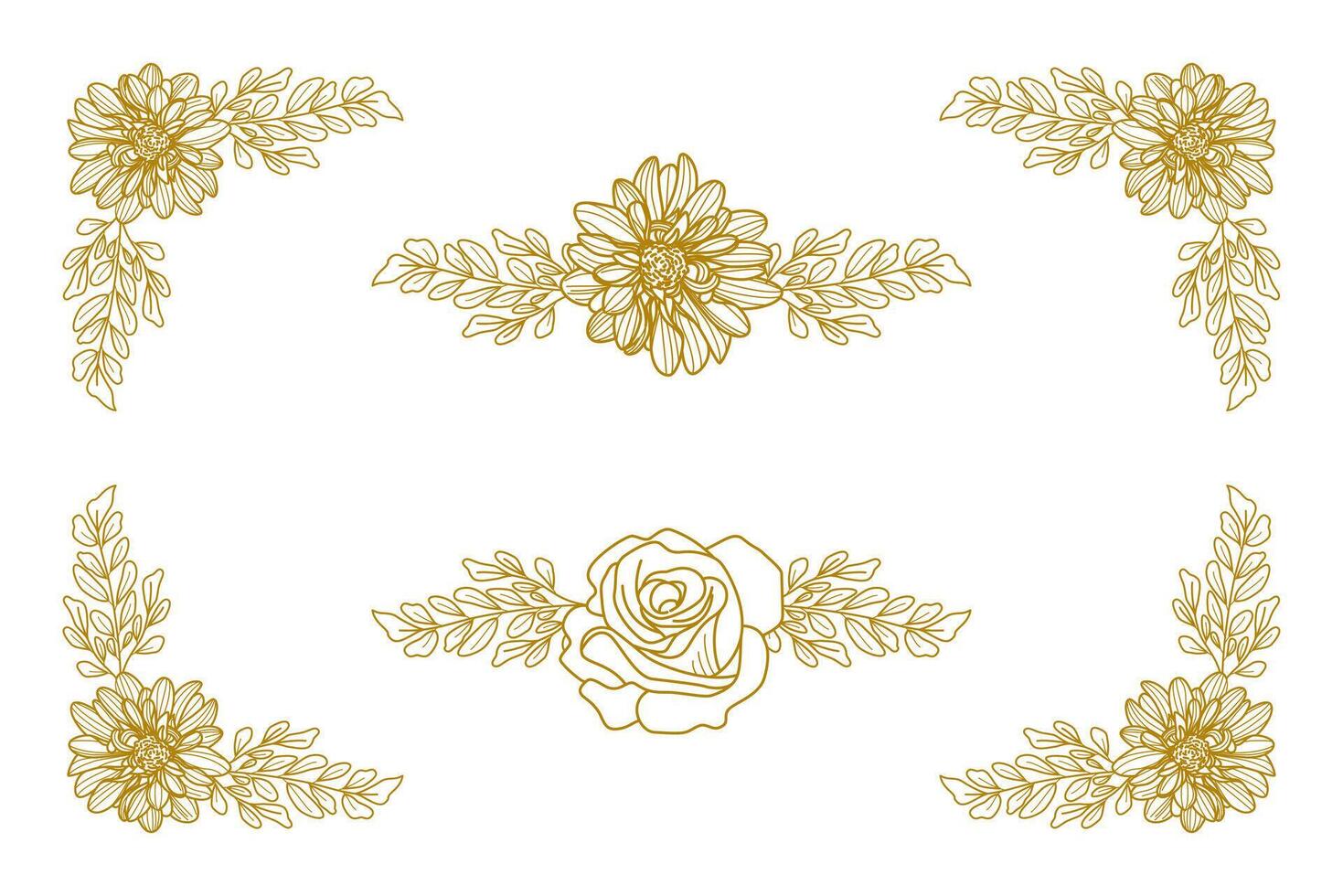 Blooms Greenery Floral Foliage Ornament Corner Text Separator vector