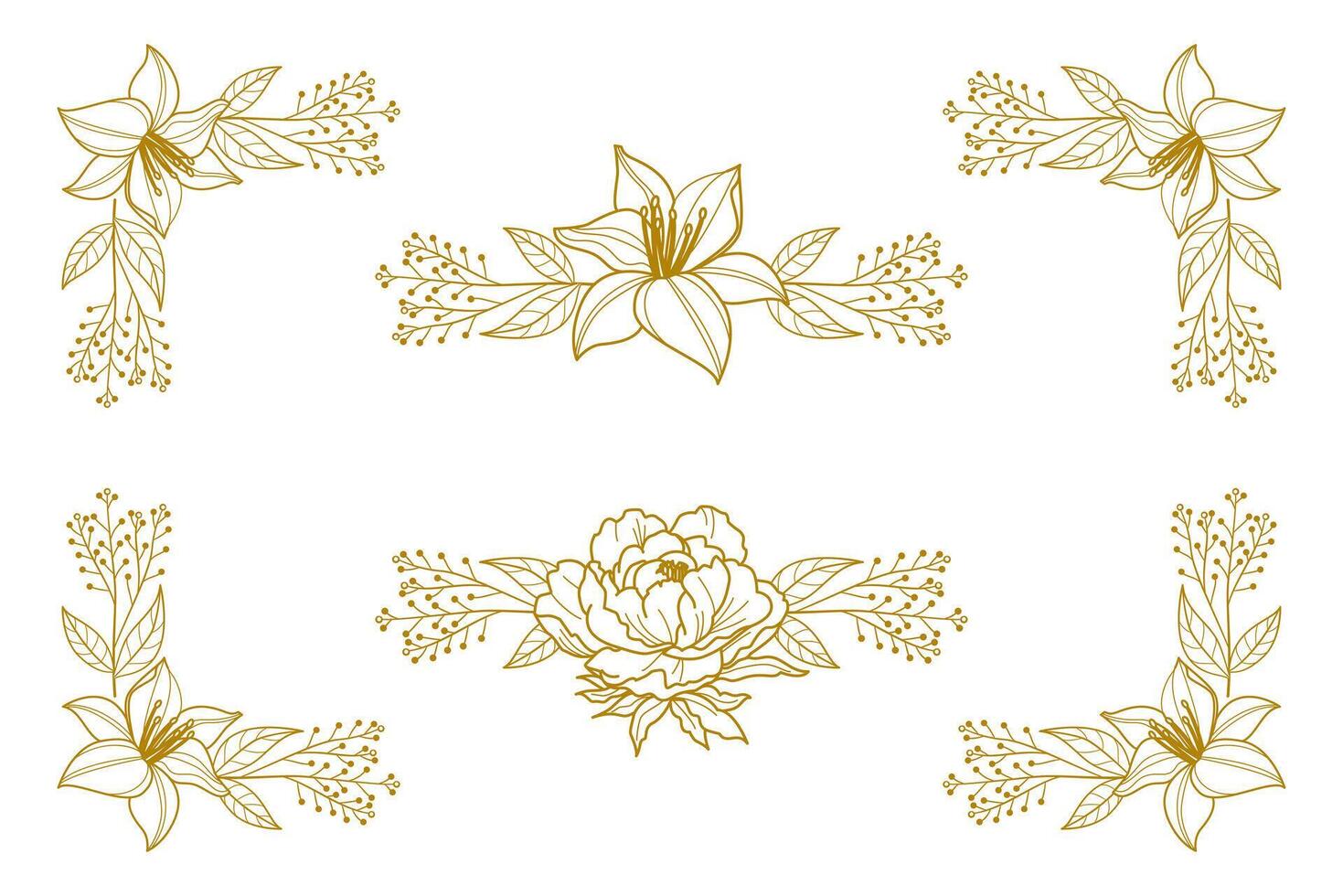 Blooms Greenery Floral Foliage Ornament Corner Text Separator vector