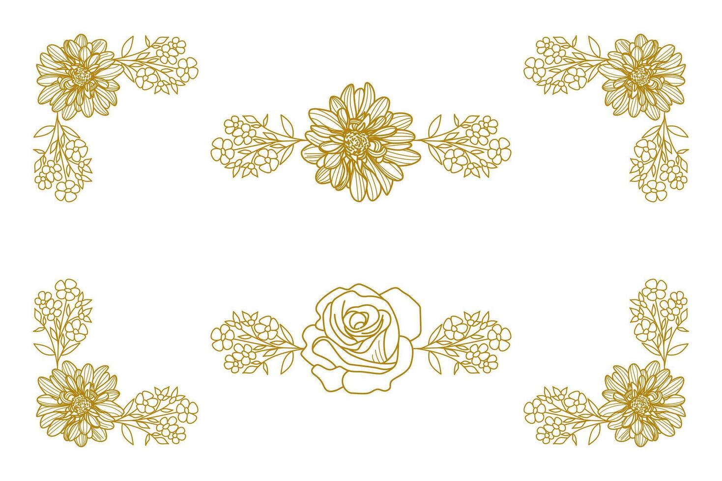 Blooms Greenery Floral Foliage Ornament Corner Text Separator vector