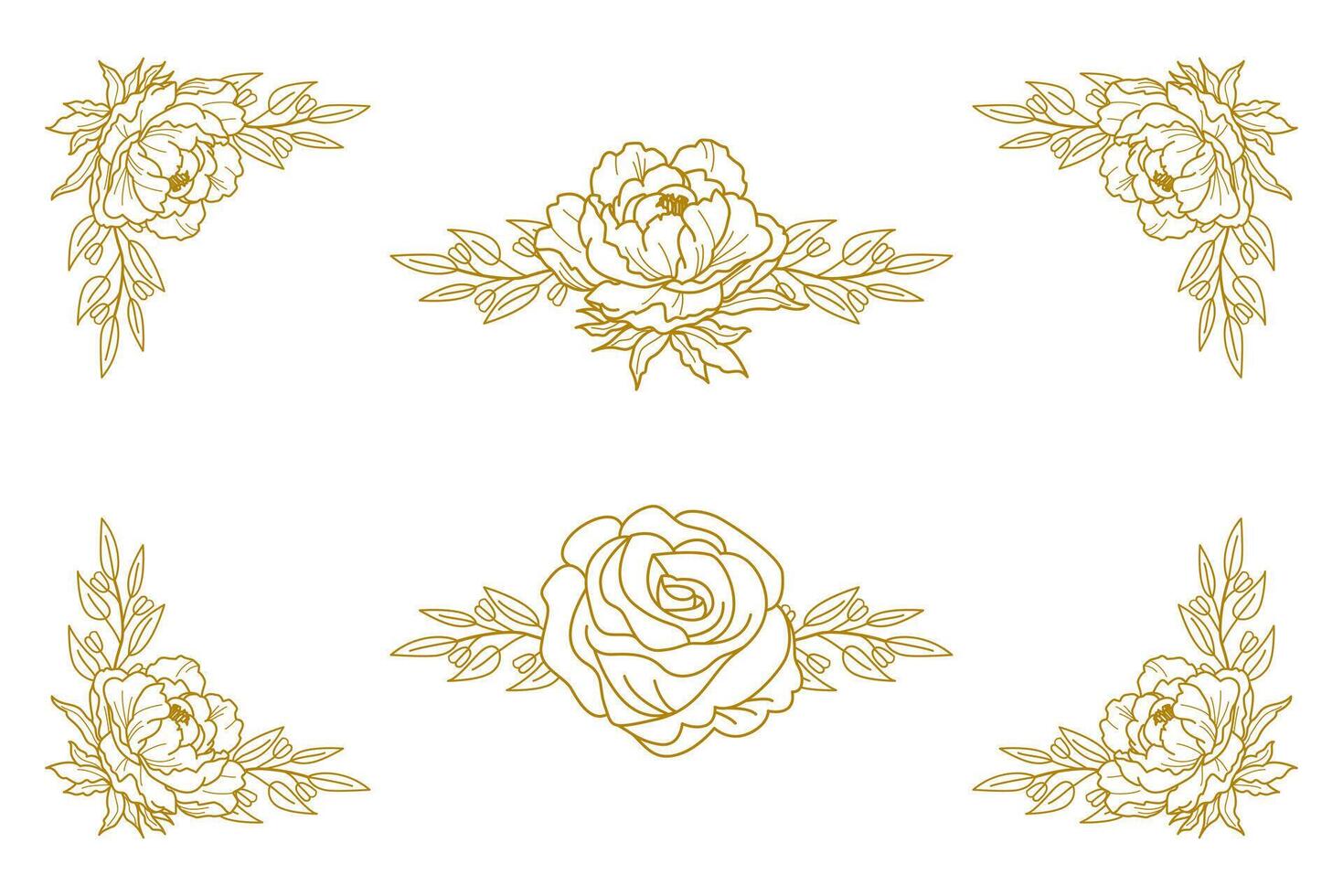 Blooms Greenery Floral Foliage Ornament Corner Text Separator vector