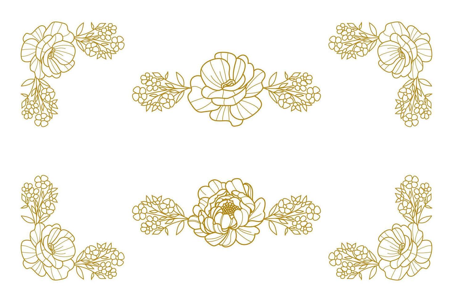 Blooms Greenery Floral Foliage Ornament Corner Text Separator vector