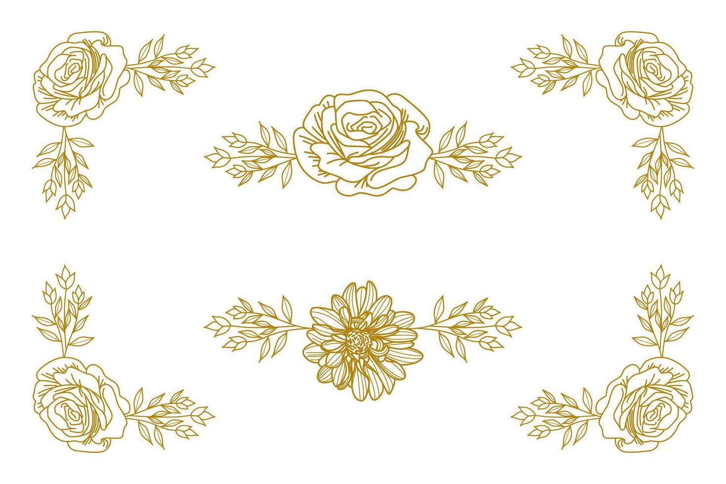 Blooms Greenery Floral Foliage Ornament Corner Text Separator vector
