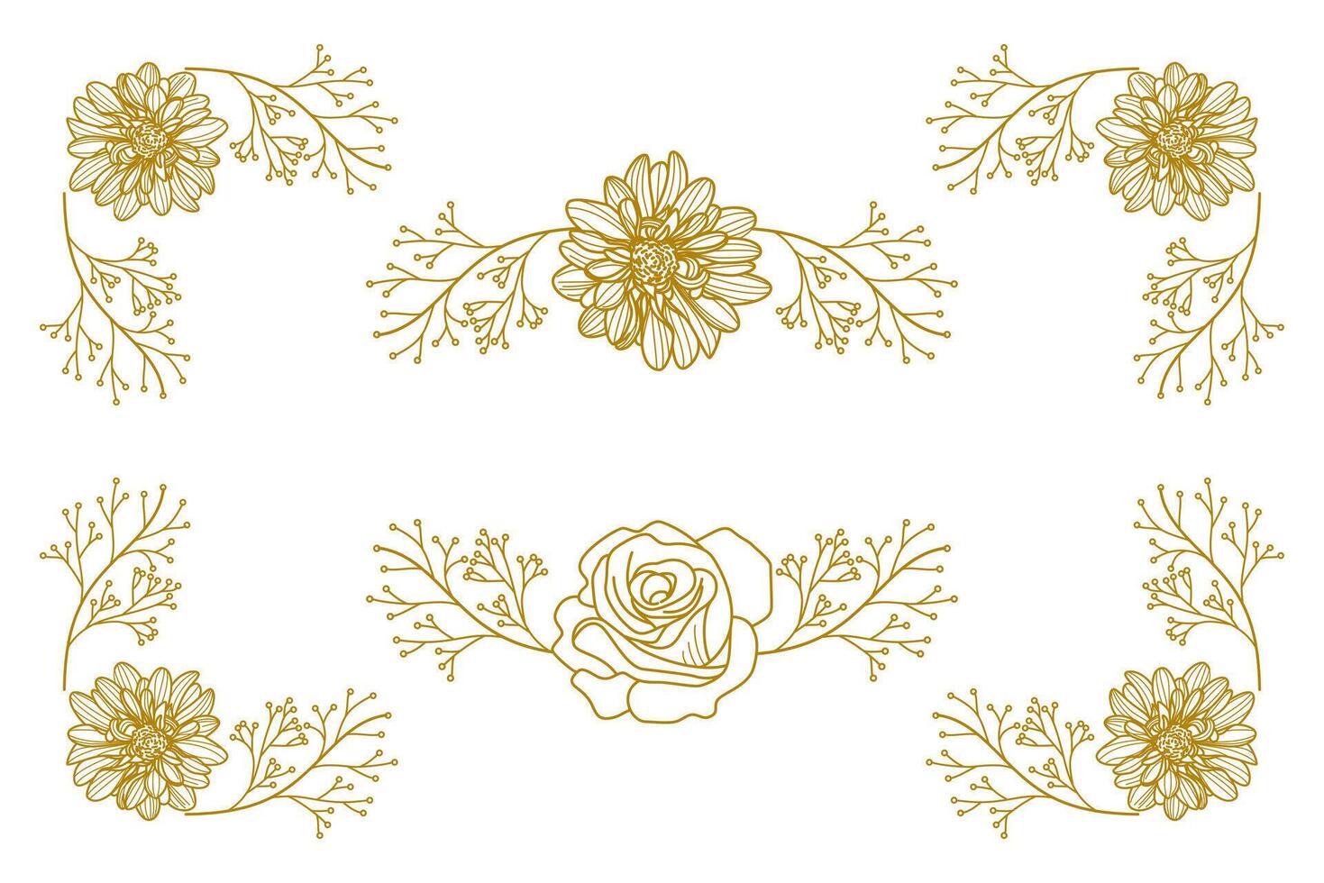 Blooms Greenery Floral Foliage Ornament Corner Text Separator vector