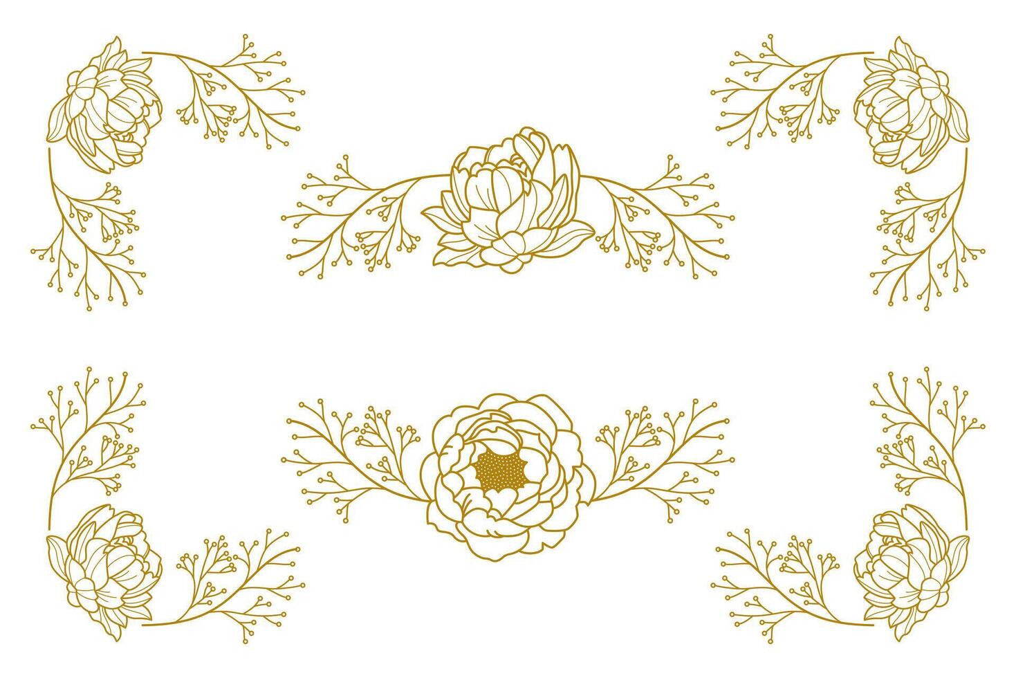 Blooms Greenery Floral Foliage Ornament Corner Text Separator vector