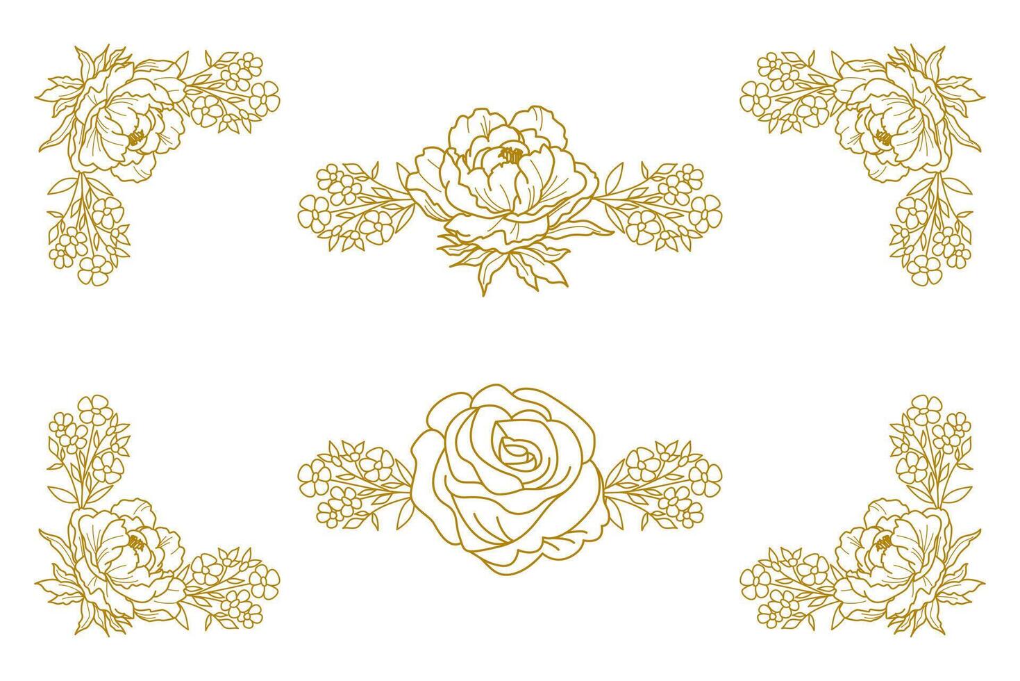 Blooms Greenery Floral Foliage Ornament Corner Text Separator vector