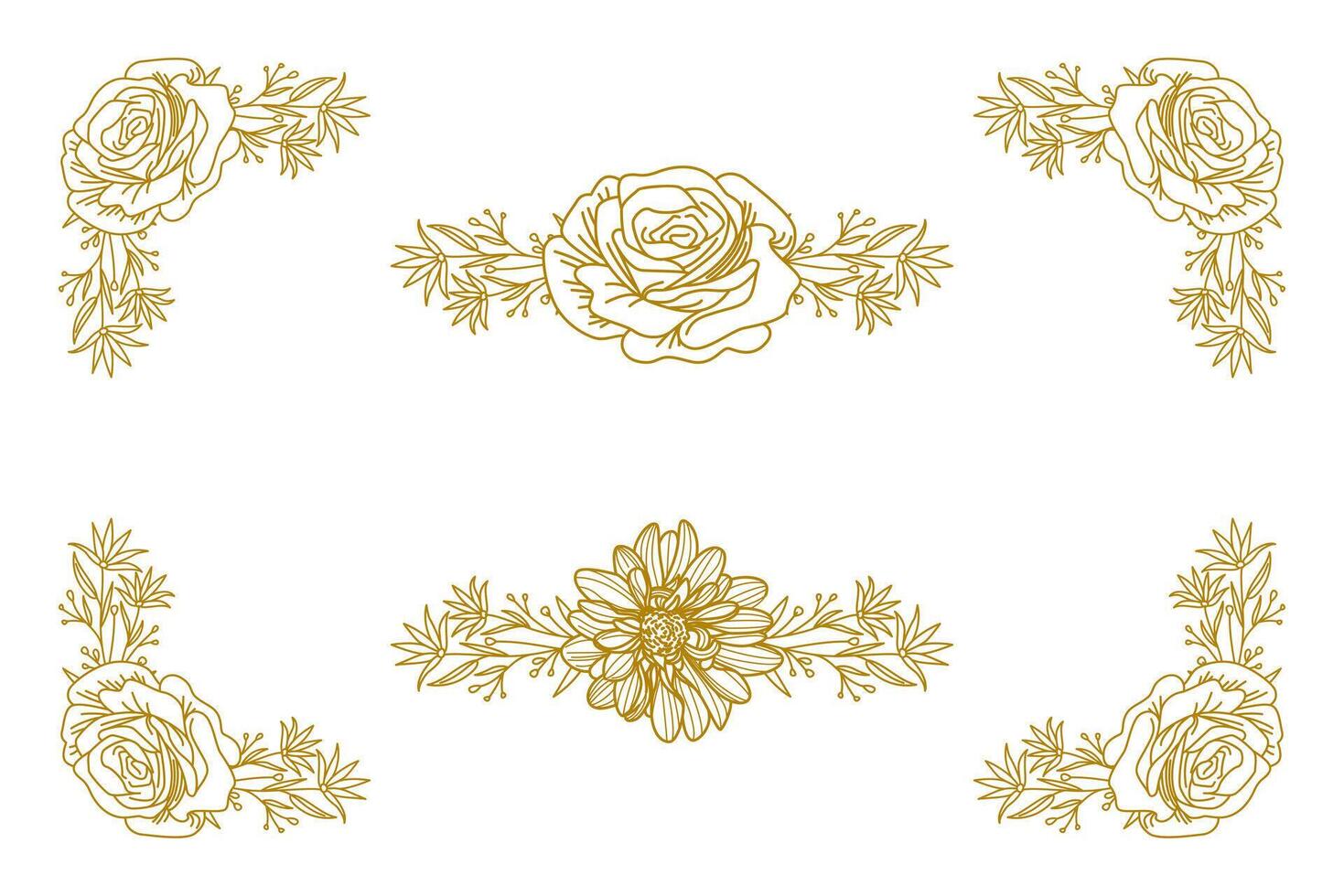 Blooms Greenery Floral Foliage Ornament Corner Text Separator vector