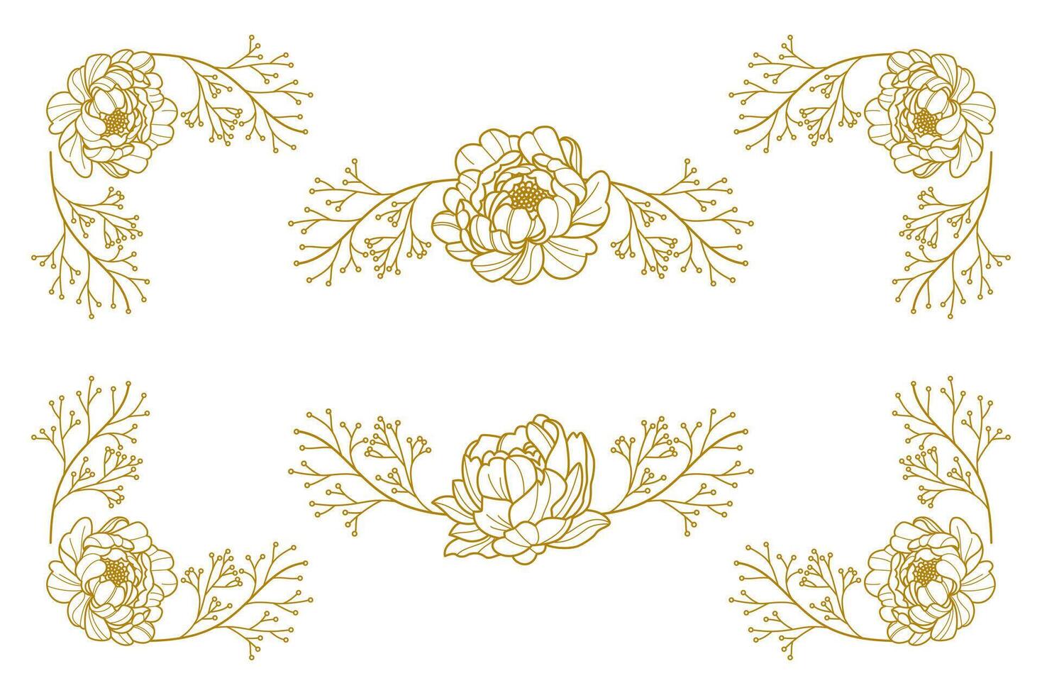 Blooms Greenery Floral Foliage Ornament Corner Text Separator vector