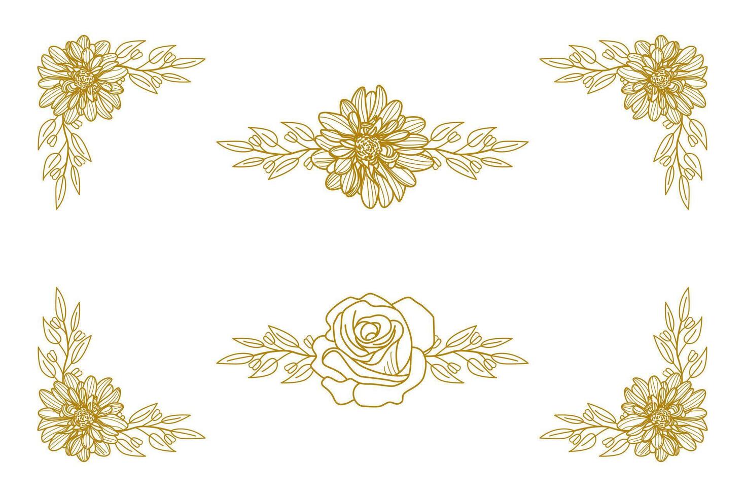 Blooms Greenery Floral Foliage Ornament Corner Text Separator vector