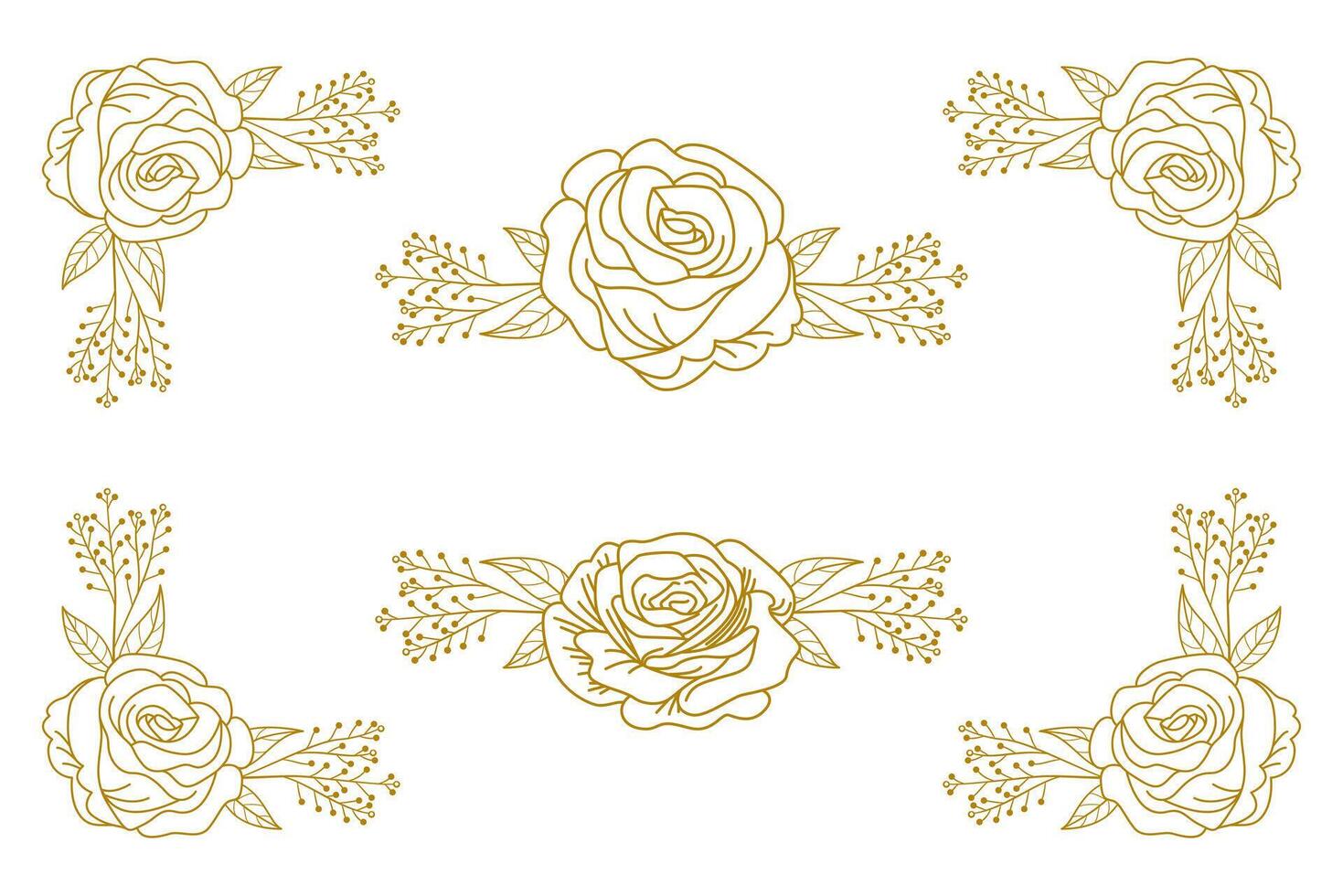 Blooms Greenery Floral Foliage Ornament Corner Text Separator vector