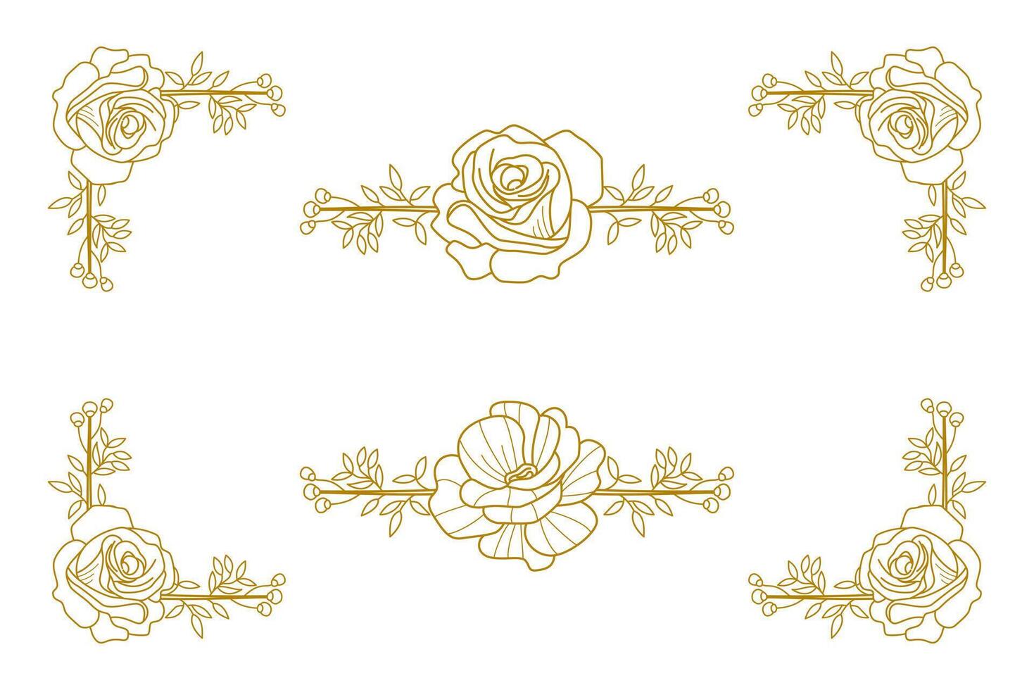 Blooms Greenery Floral Foliage Ornament Corner Text Separator vector