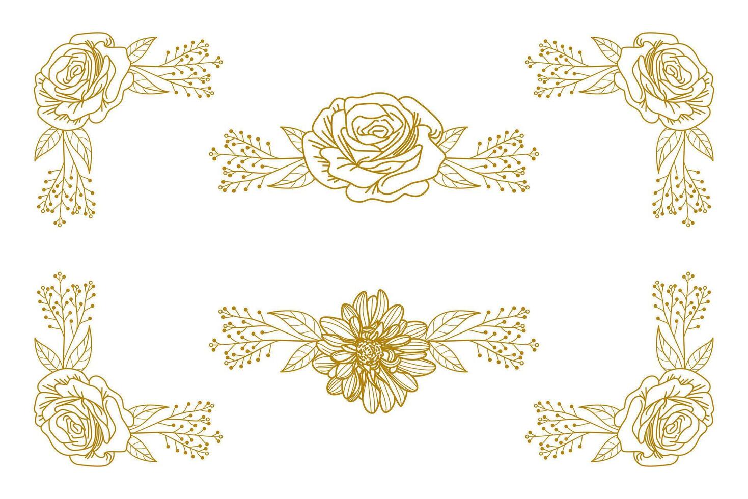 Blooms Greenery Floral Foliage Ornament Corner Text Separator vector