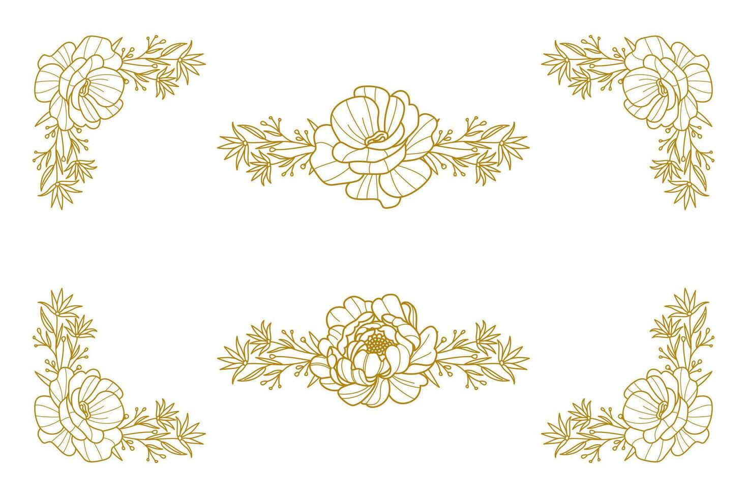 Blooms Greenery Floral Foliage Ornament Corner Text Separator vector