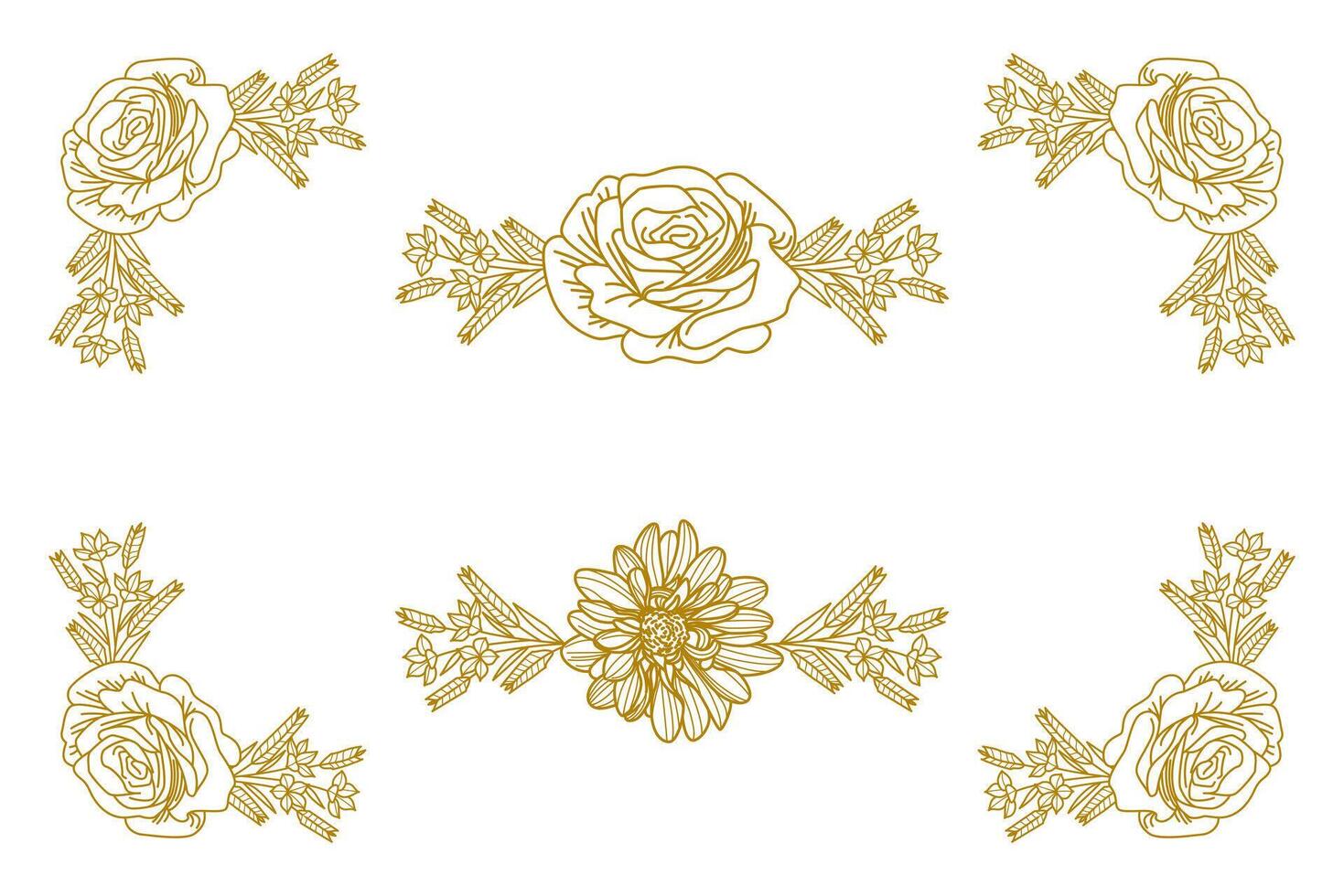 Blooms Greenery Floral Foliage Ornament Corner Text Separator vector