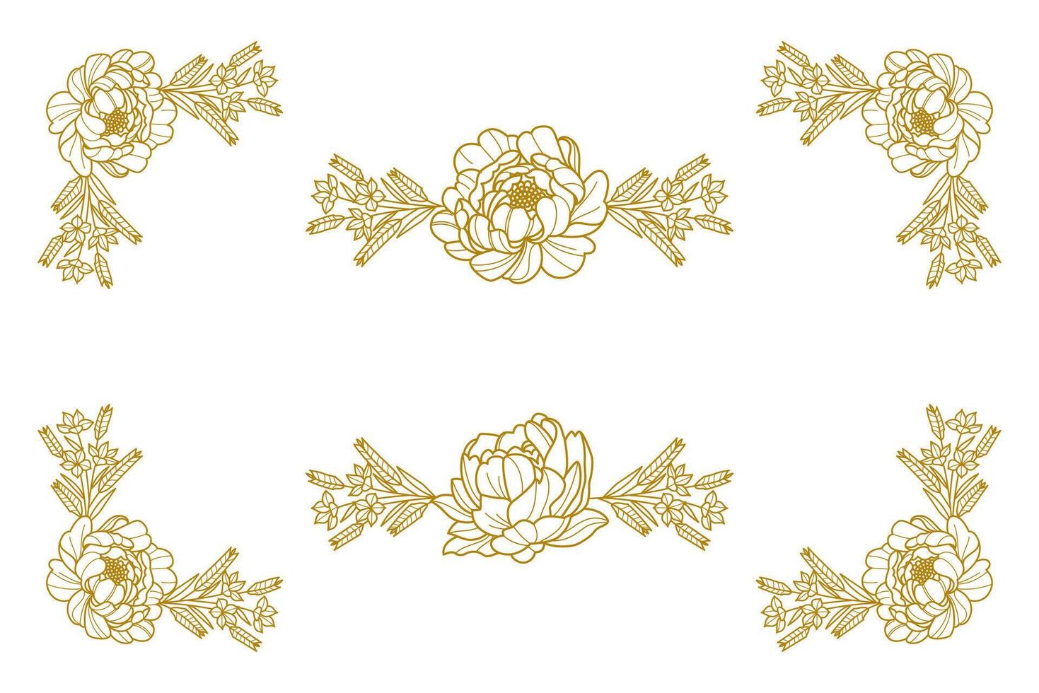 Blooms Greenery Floral Foliage Ornament Corner Text Separator vector