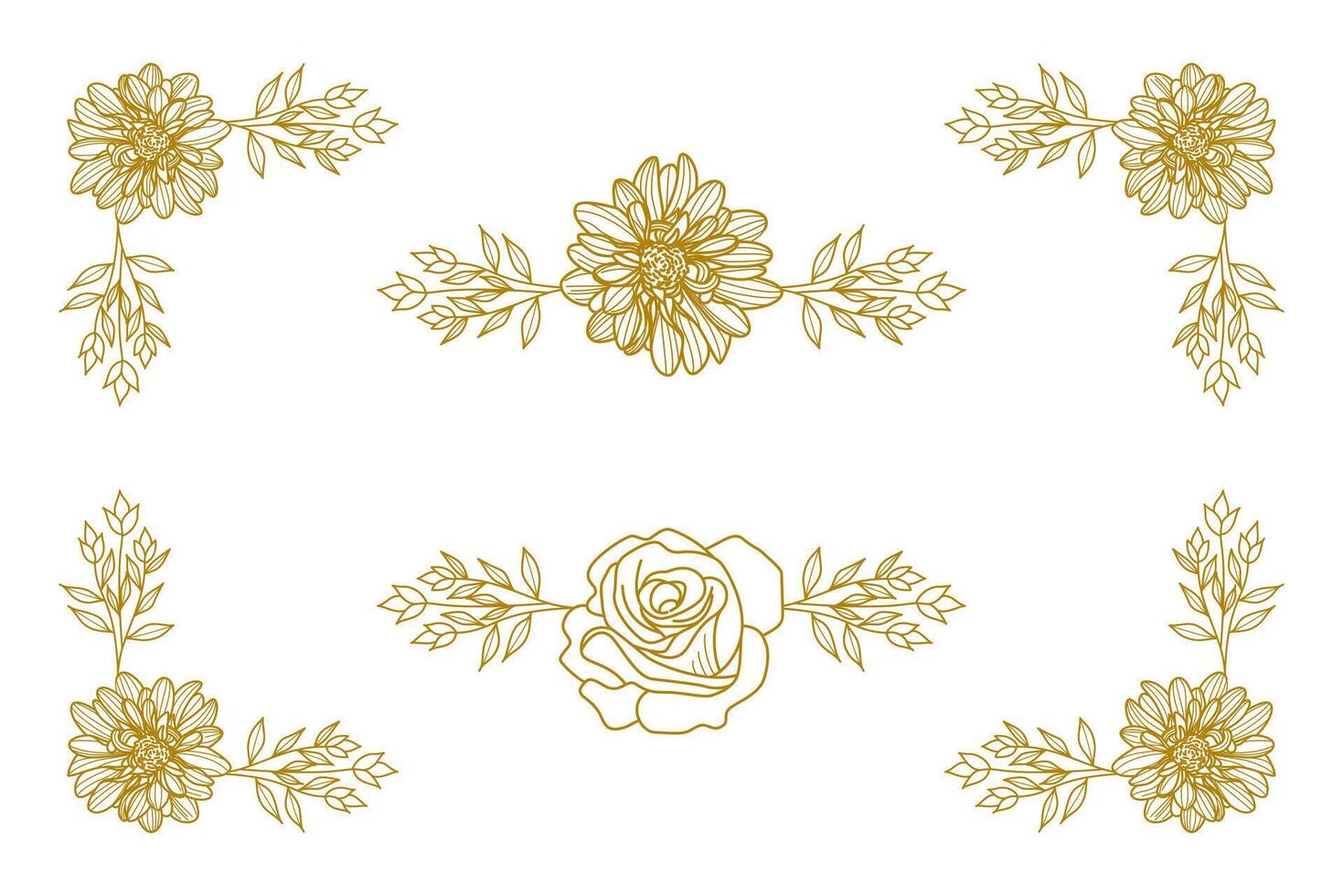Blooms Greenery Floral Foliage Ornament Corner Text Separator vector