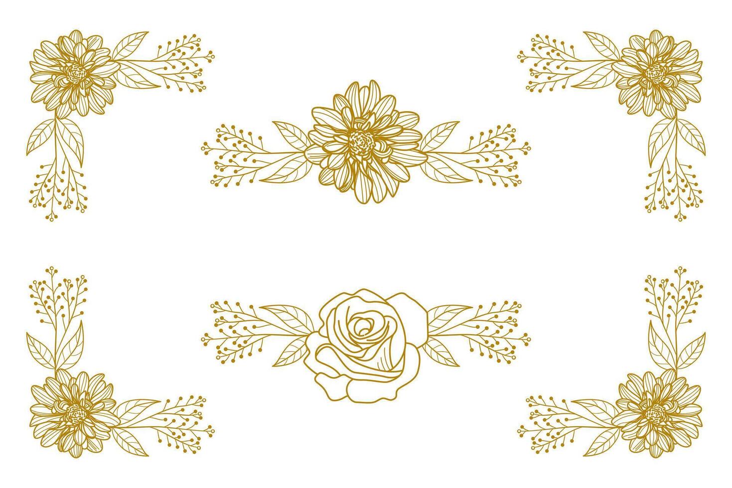 Blooms Greenery Floral Foliage Ornament Corner Text Separator vector