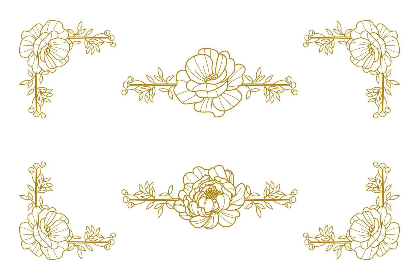 Blooms Greenery Floral Foliage Ornament Corner Text Separator vector