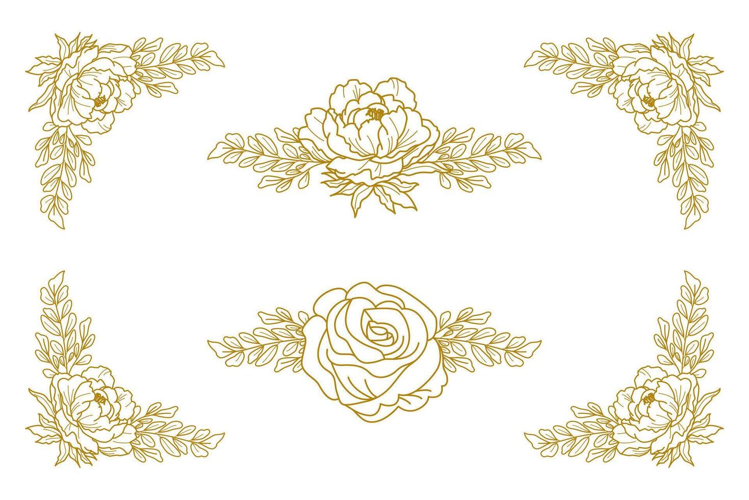 Blooms Greenery Floral Foliage Ornament Corner Text Separator vector