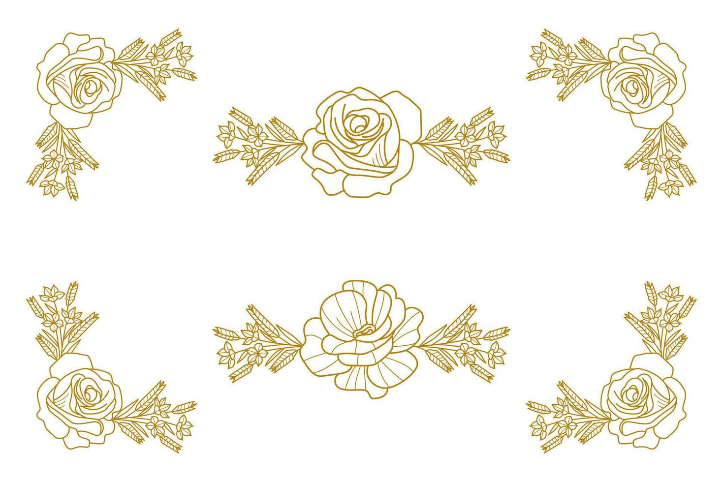 Blooms Greenery Floral Foliage Ornament Corner Text Separator vector